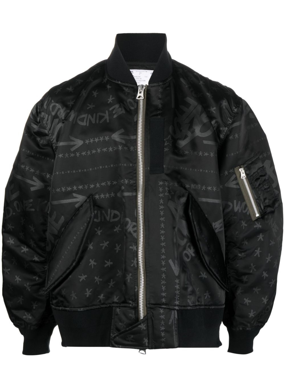 logo-print zip-up bomber jacket - 1