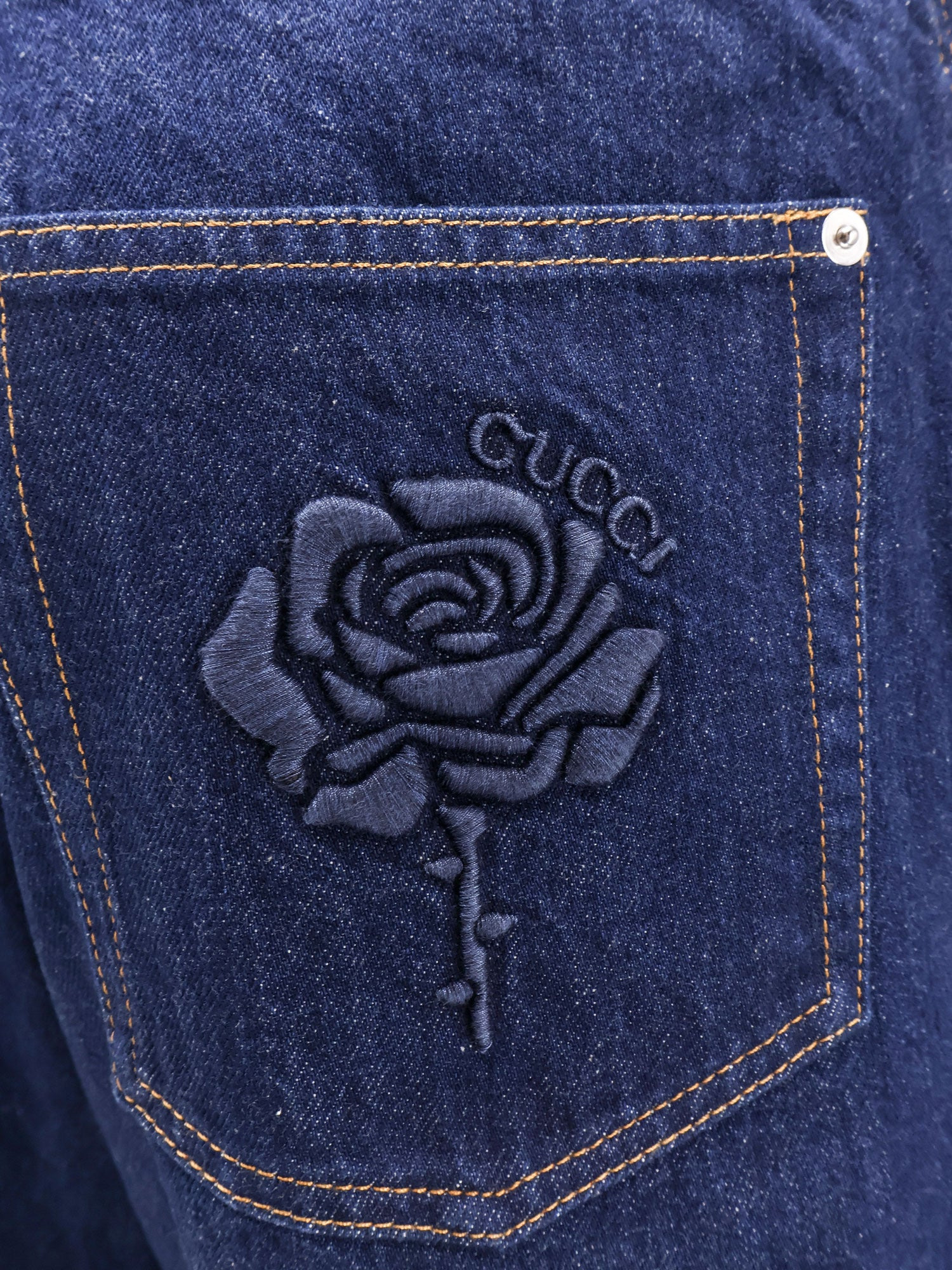 Cotton Jeans With Back Floral Print - 3