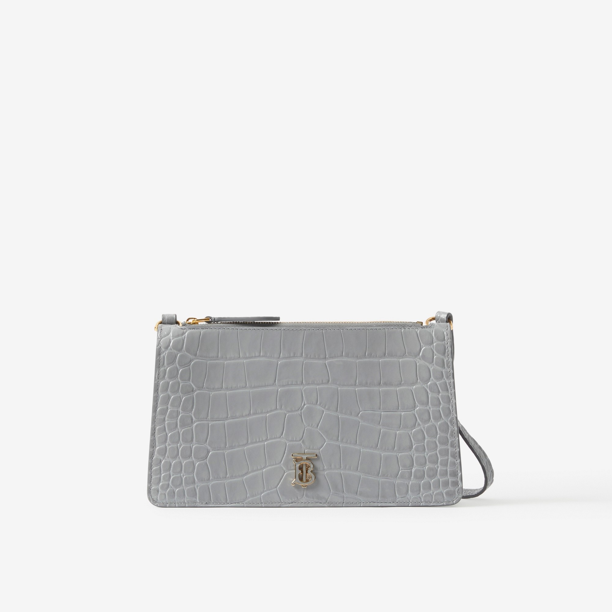 Embossed Leather Mini TB Shoulder Pouch - 1