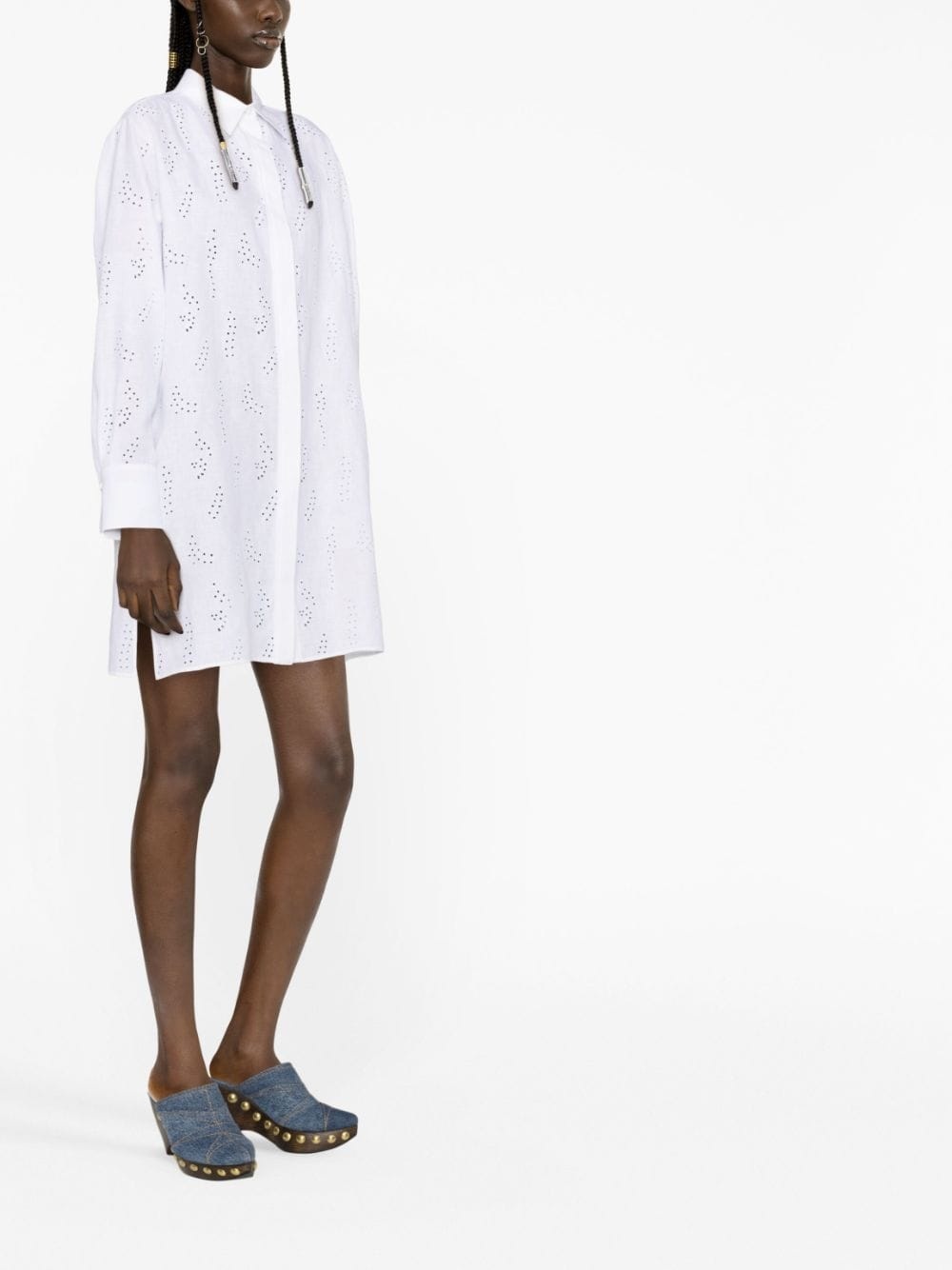 mother-of-pearl linen shirt dress - 3