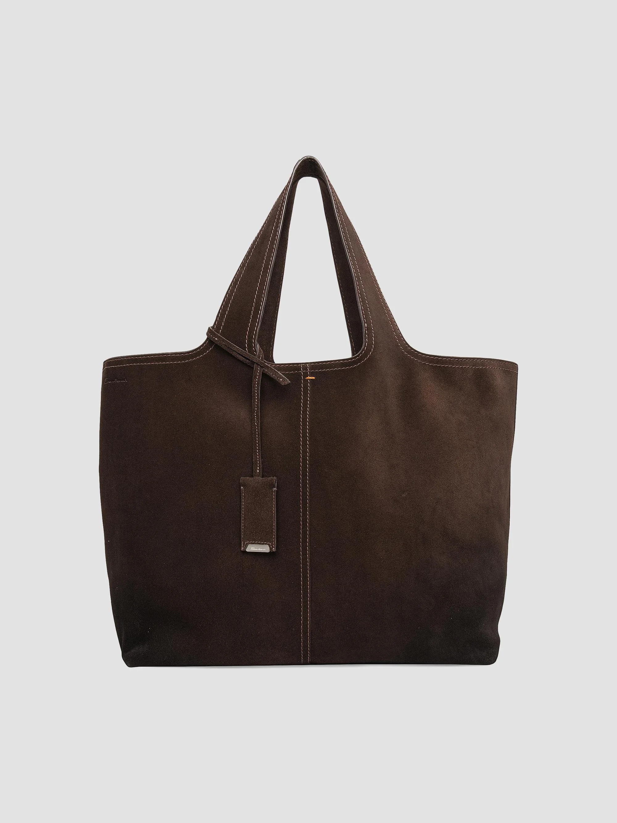 Women's Chapelier Large Leather Tote Bag - Dark Brown - 1