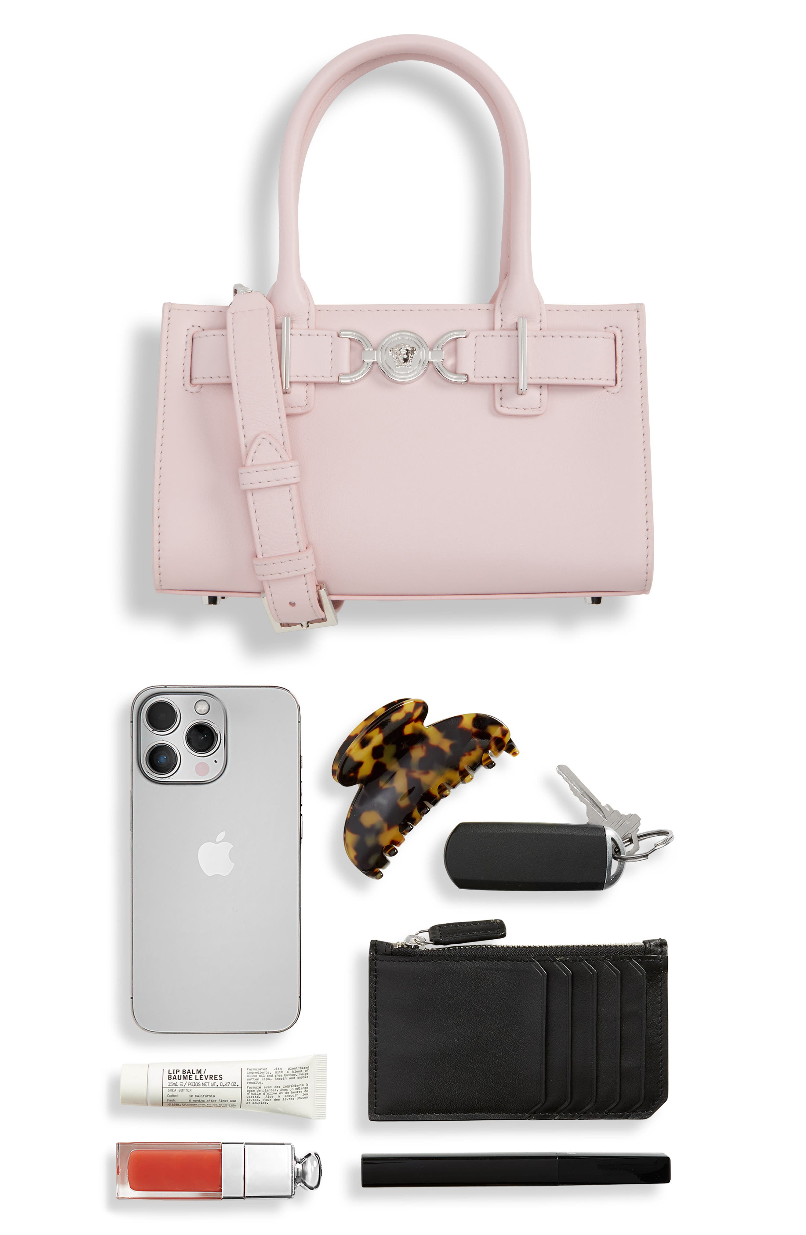 Versace Medusa Small Belted Leather Tote in Dusty Rose-Palaldium at Nordstrom - 8