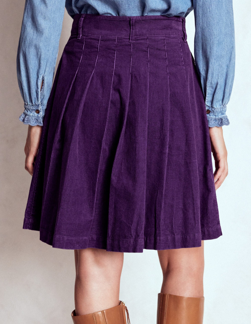 Pleated Cord Skirt-Mystic Purple 4