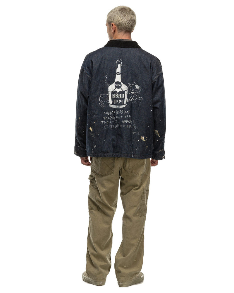 Corduroy Collar Washed Coverall Jacket Indigo 3