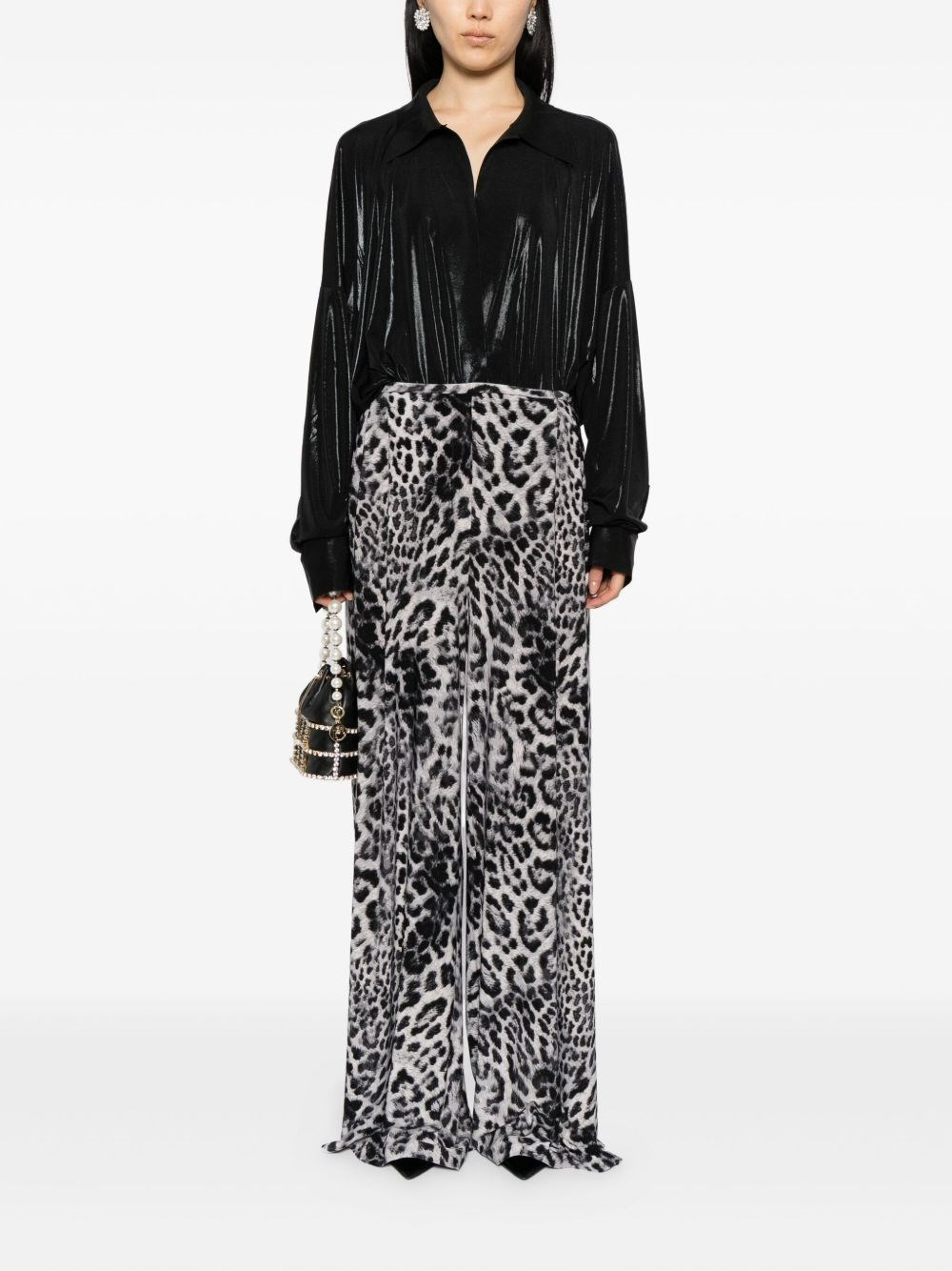 Leopard print wide leg trousers - 3