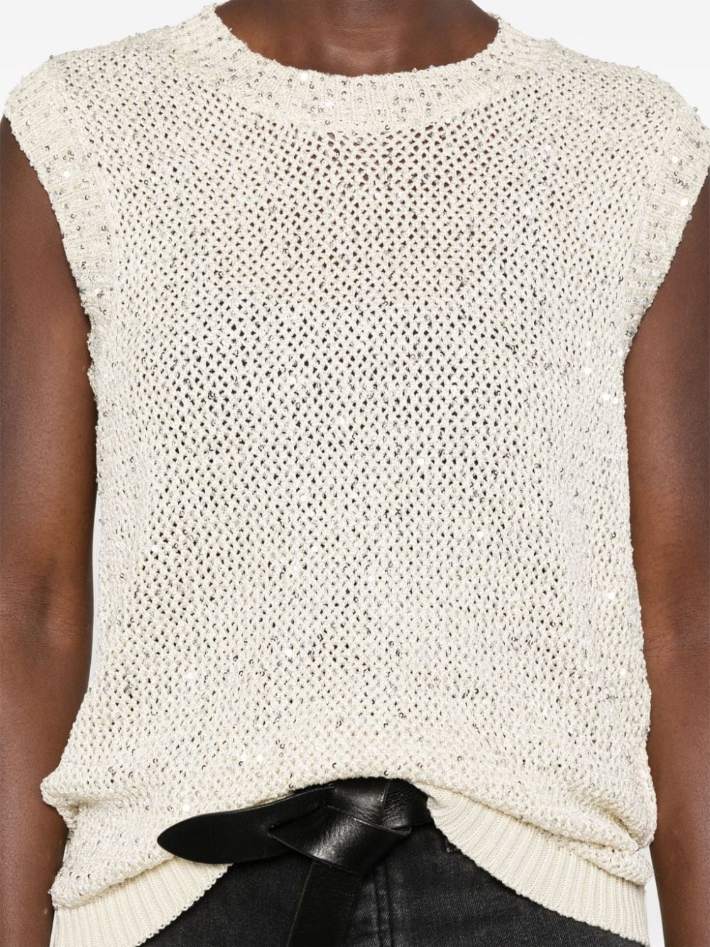 Melyssa sequin-embellished knitted top - 5