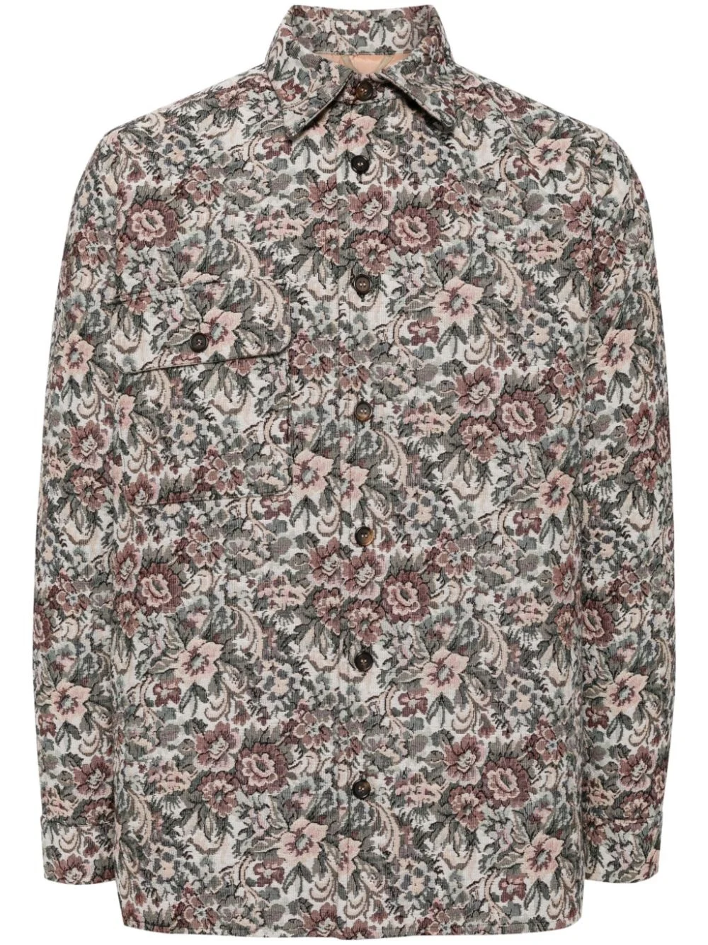 floral-print shirt jacket - 1