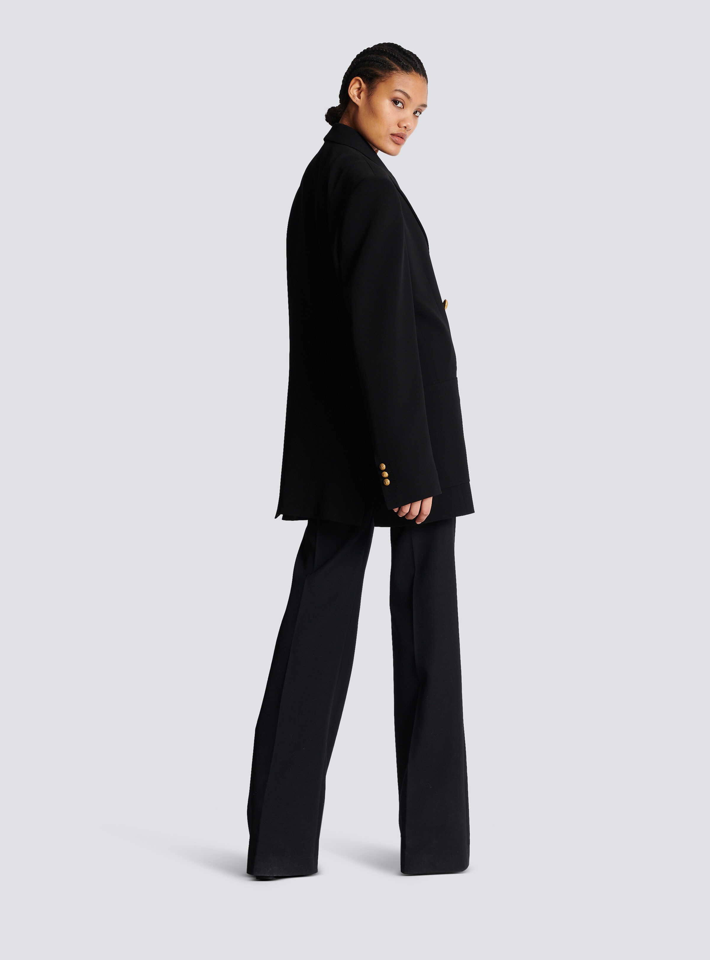 Crepe jacket with double-breasted button fastening - 7