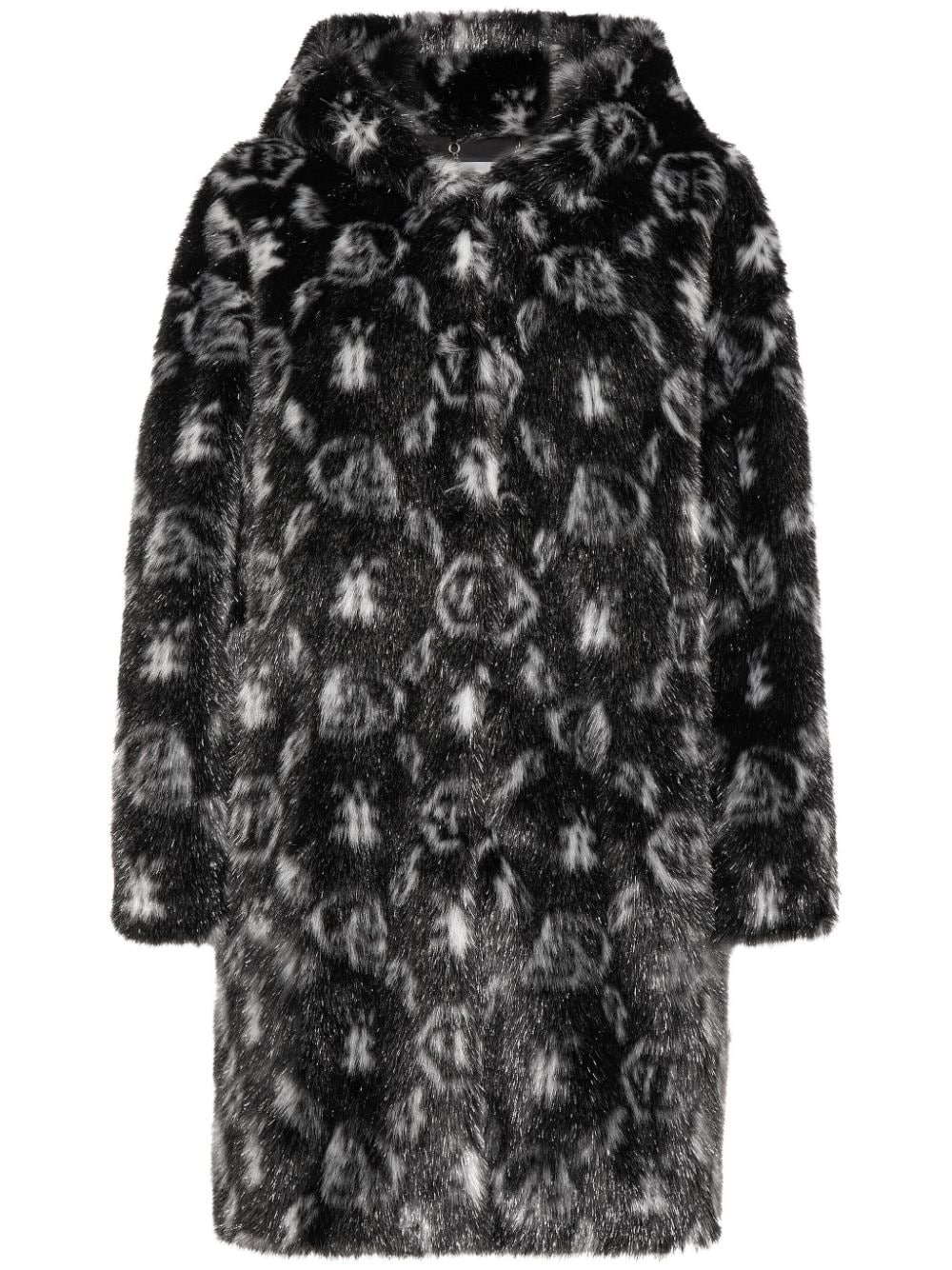 monogram-print hooded coat - 1