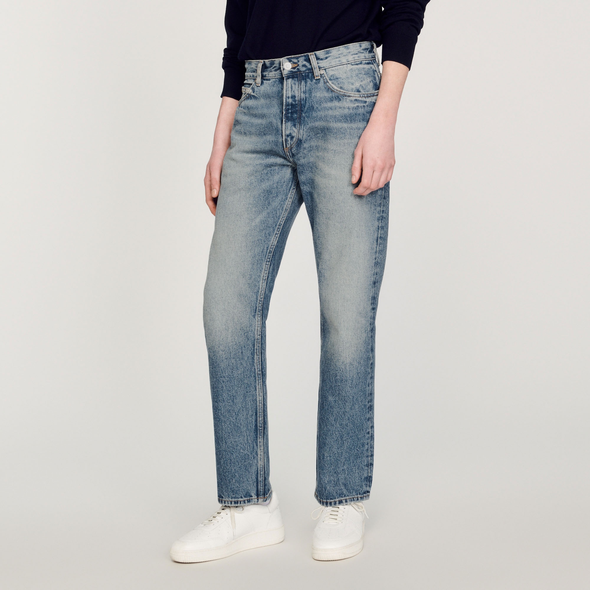 Faded straight-leg organic cotton jeans - 5