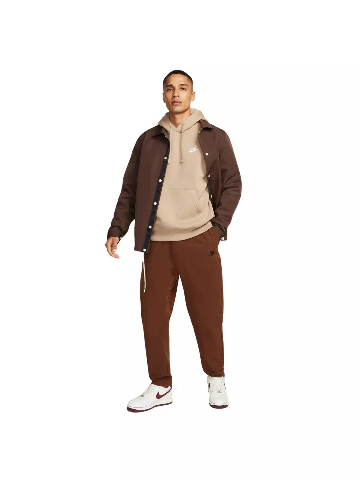 Men's Sportswear Club Fleece Pullover Hoodie-Khaki - 5