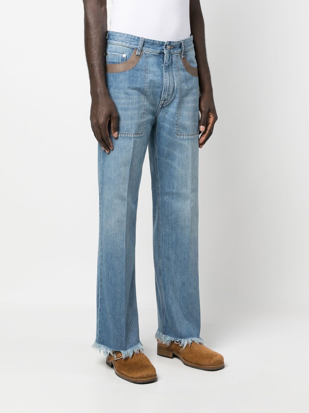 contrast-detail straigh-leg jeans - 3