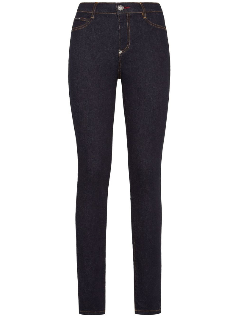 logo-plaque stretch-cotton skinny jeans 1