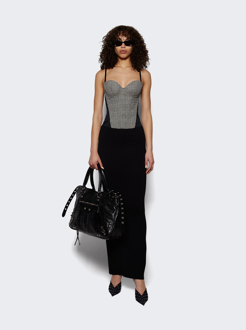Metalized Wrinkled Corset Top Grey Check 5