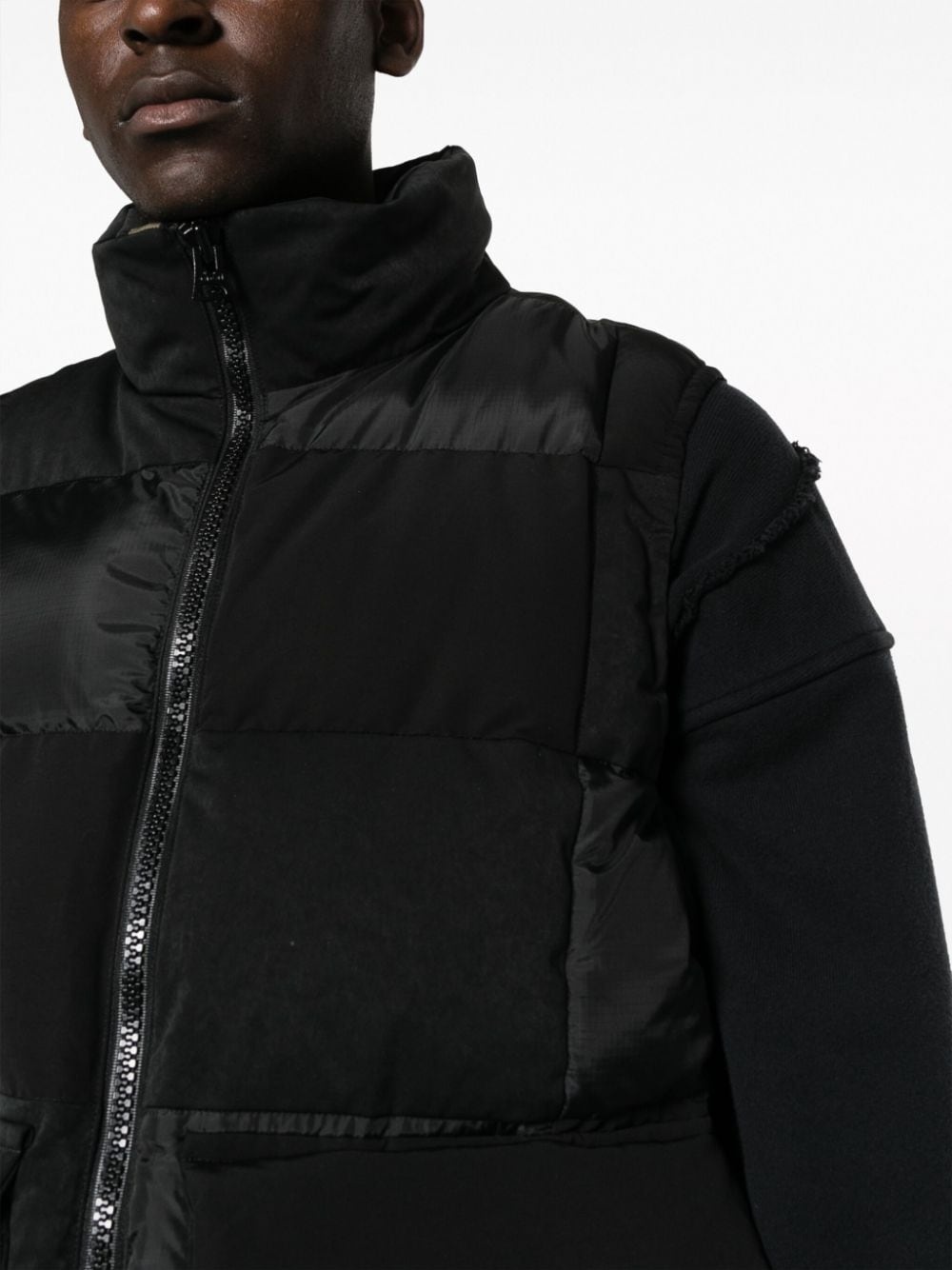 suede-panel padded gilet - 5