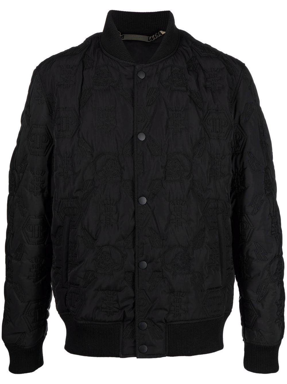 embossed-monogram bomber jacket - 1