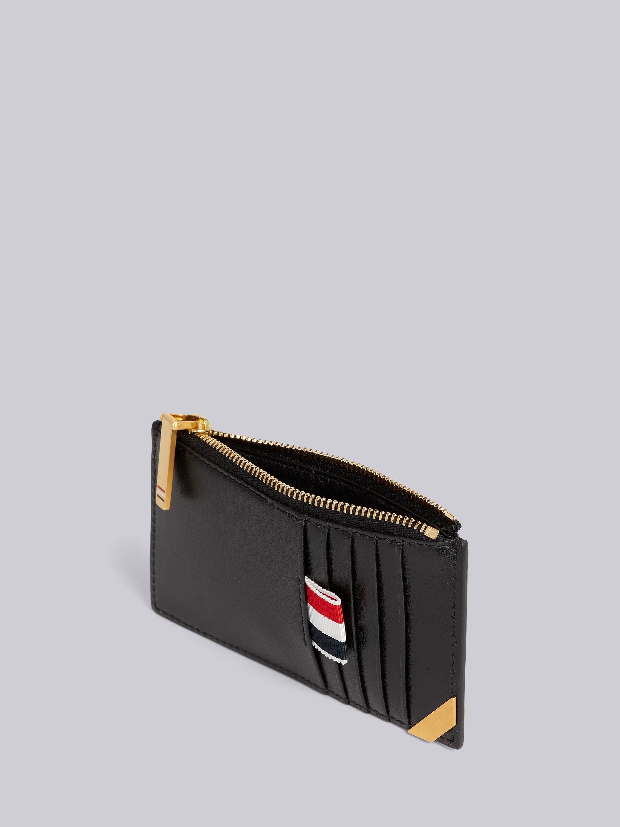 Black Box Calf Stripe Enamel Corner Zippered Card Holder - 3