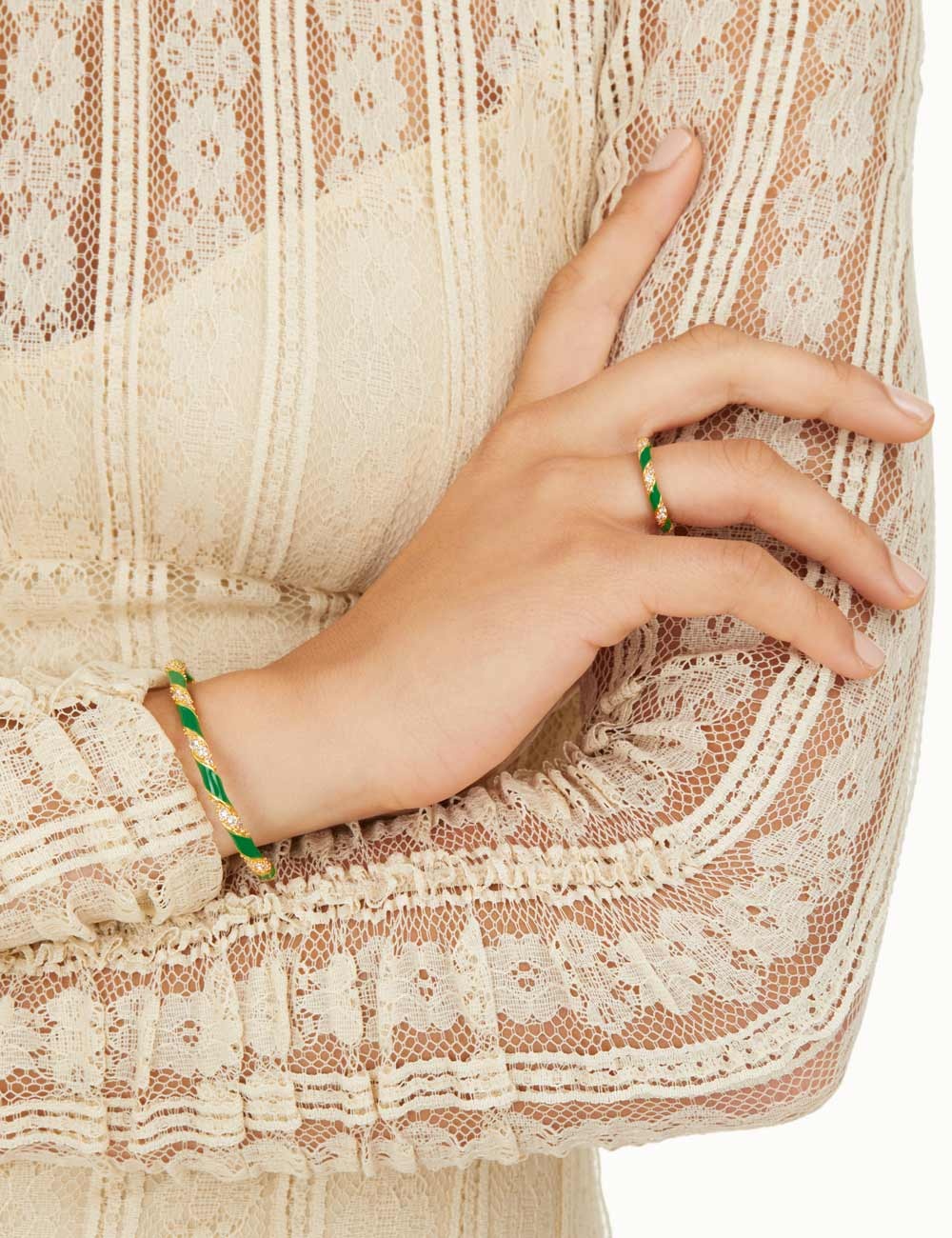 CANDY STRIPE PAVE CUFF - 4