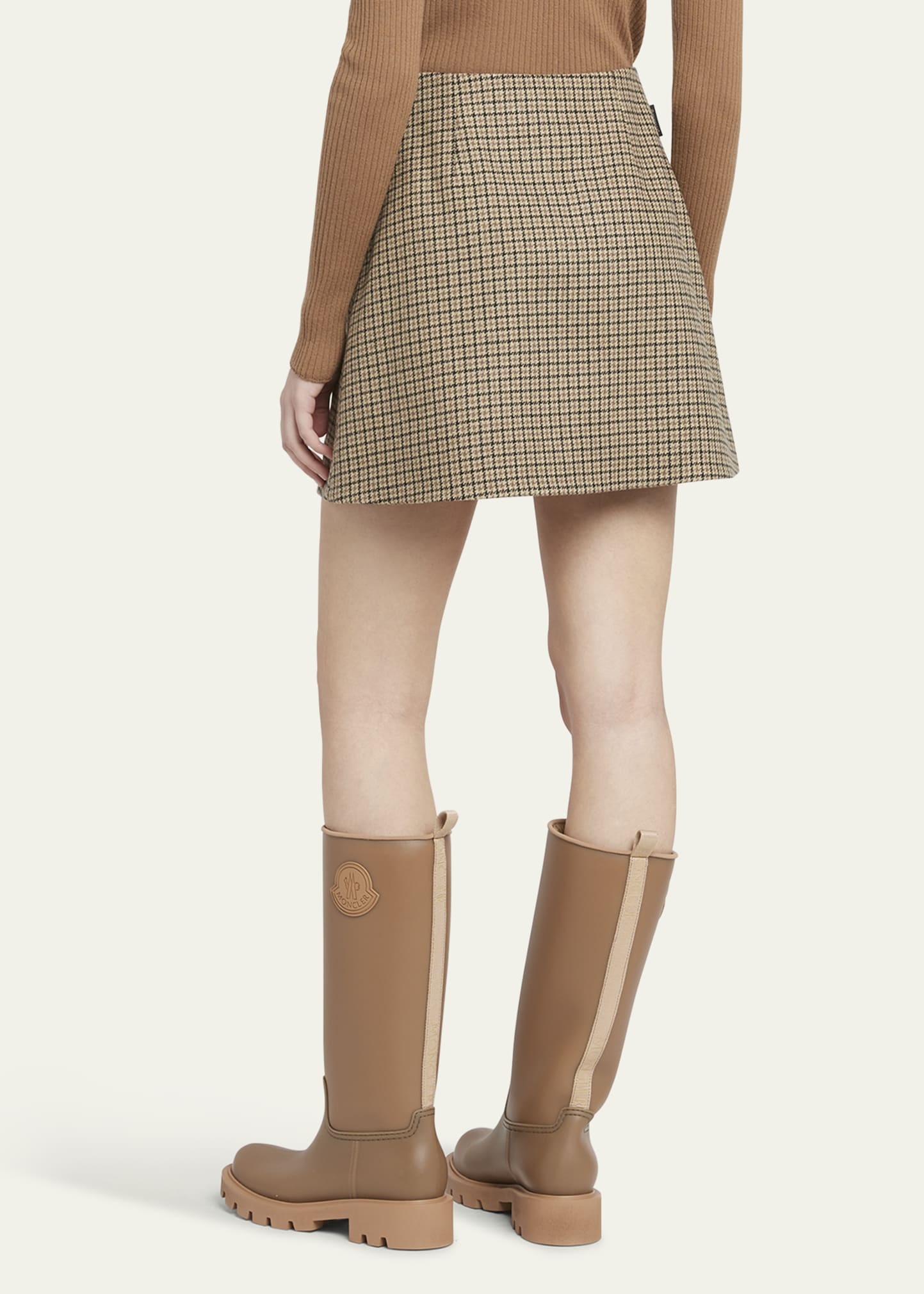 Houndstooth Plaid Mini Skirt - 3