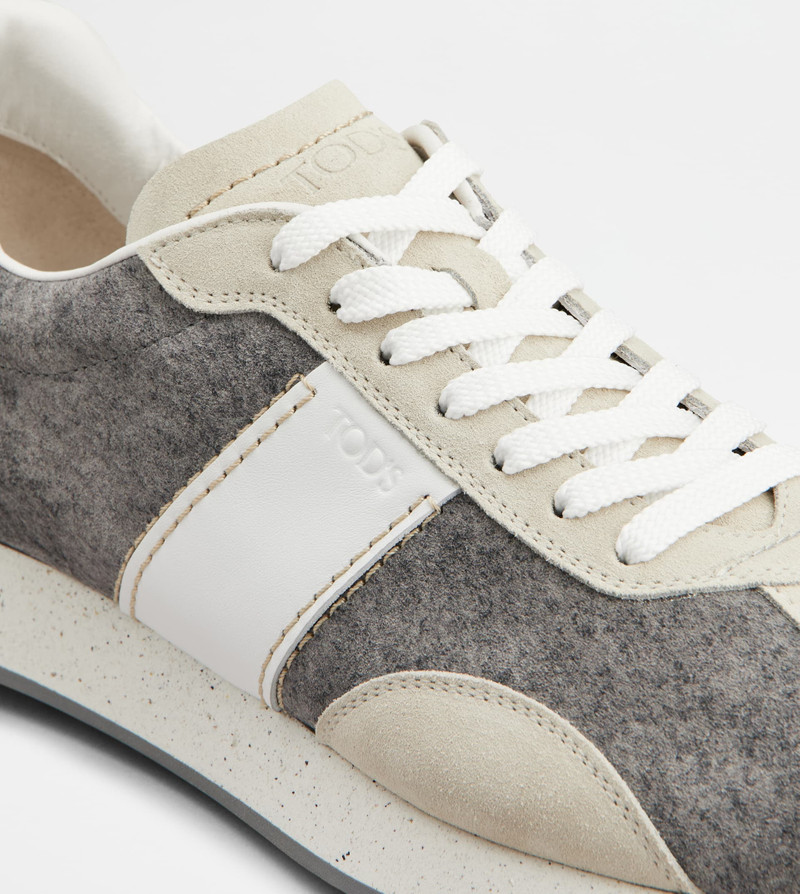 T VINTAGE SNEAKERS IN SUEDE AND FABRIC - GREY, BEIGE, WHITE 5