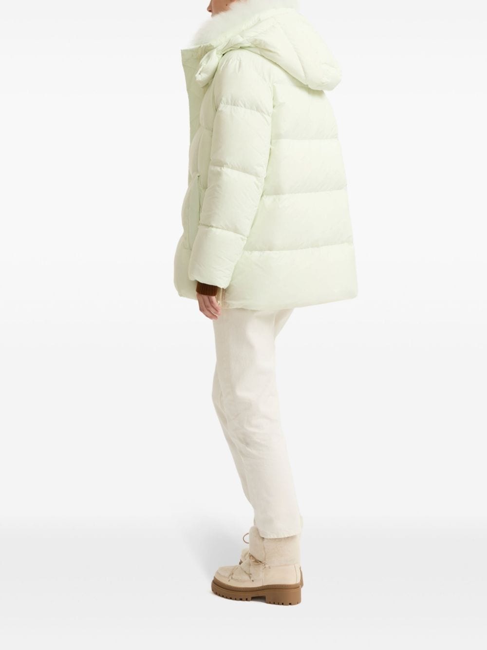 shearling-trimmed down jacket - 3
