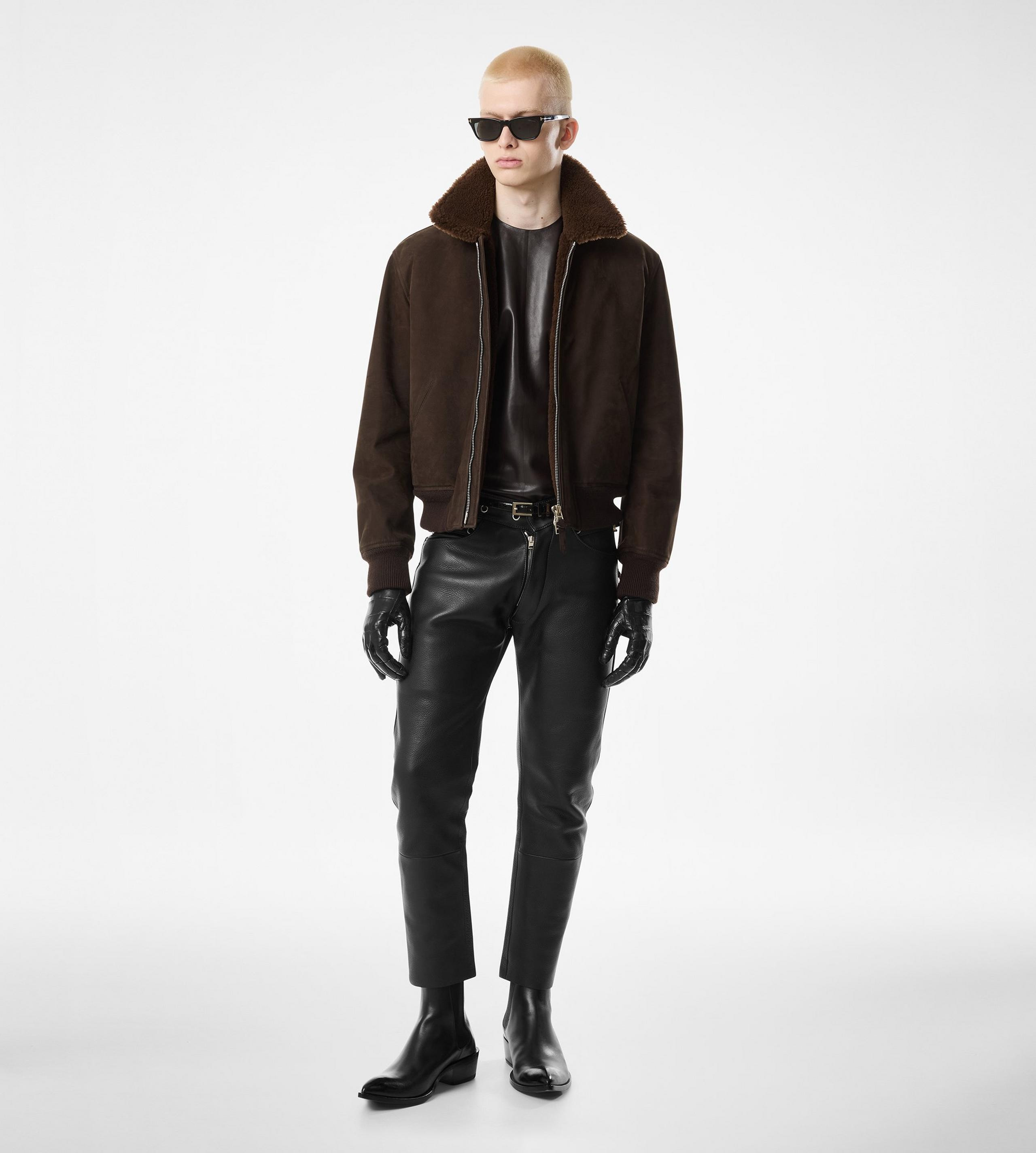 NUBUCK SHEARLING FLIGHT BOMBER - 5