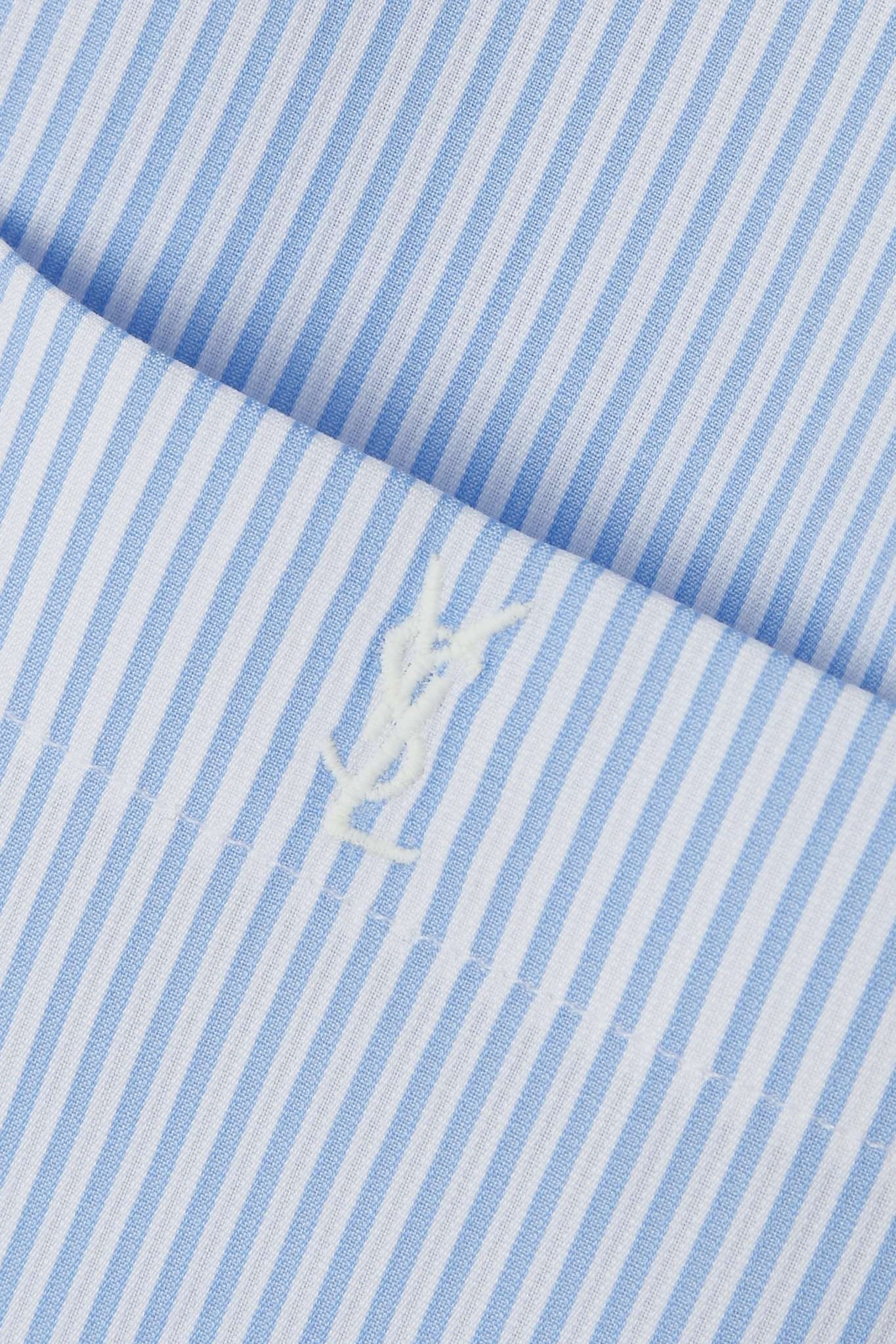 Embroidered striped cotton-poplin shirt - 5