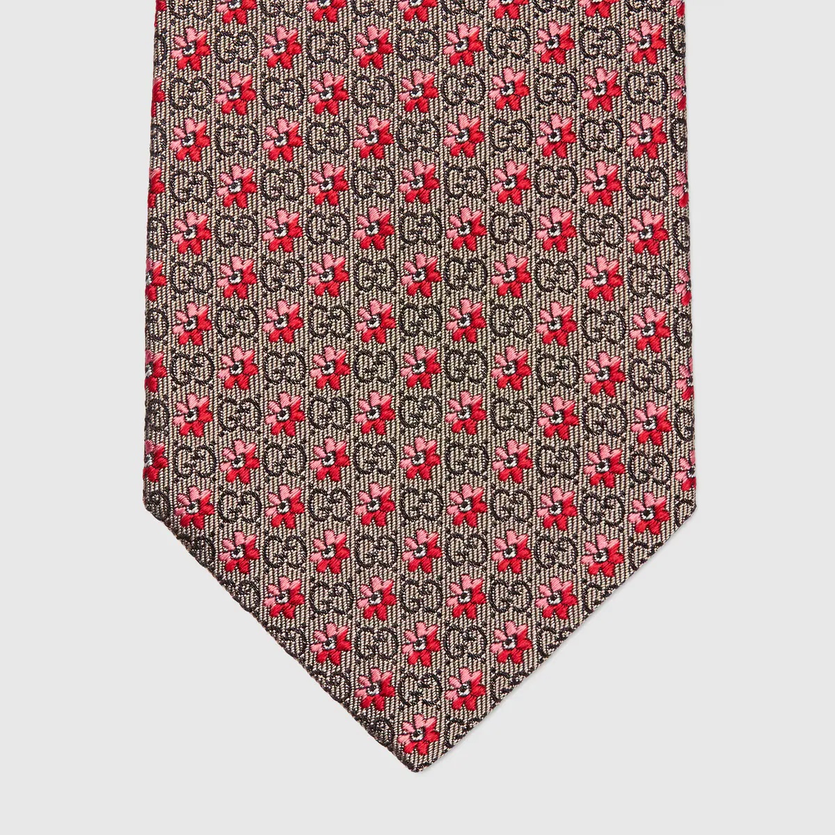 Flowers and GG silk jacquard tie - 3