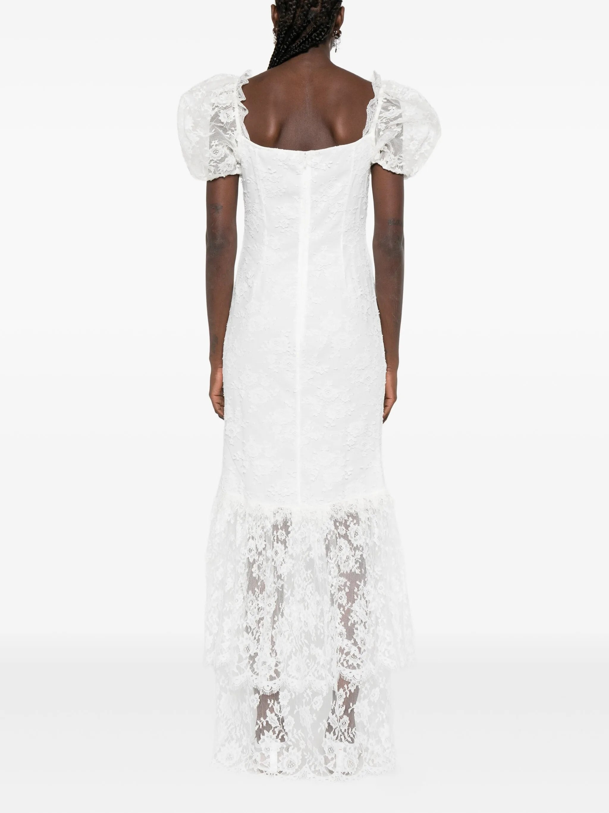 puff-sleeve lace maxi dress - 4