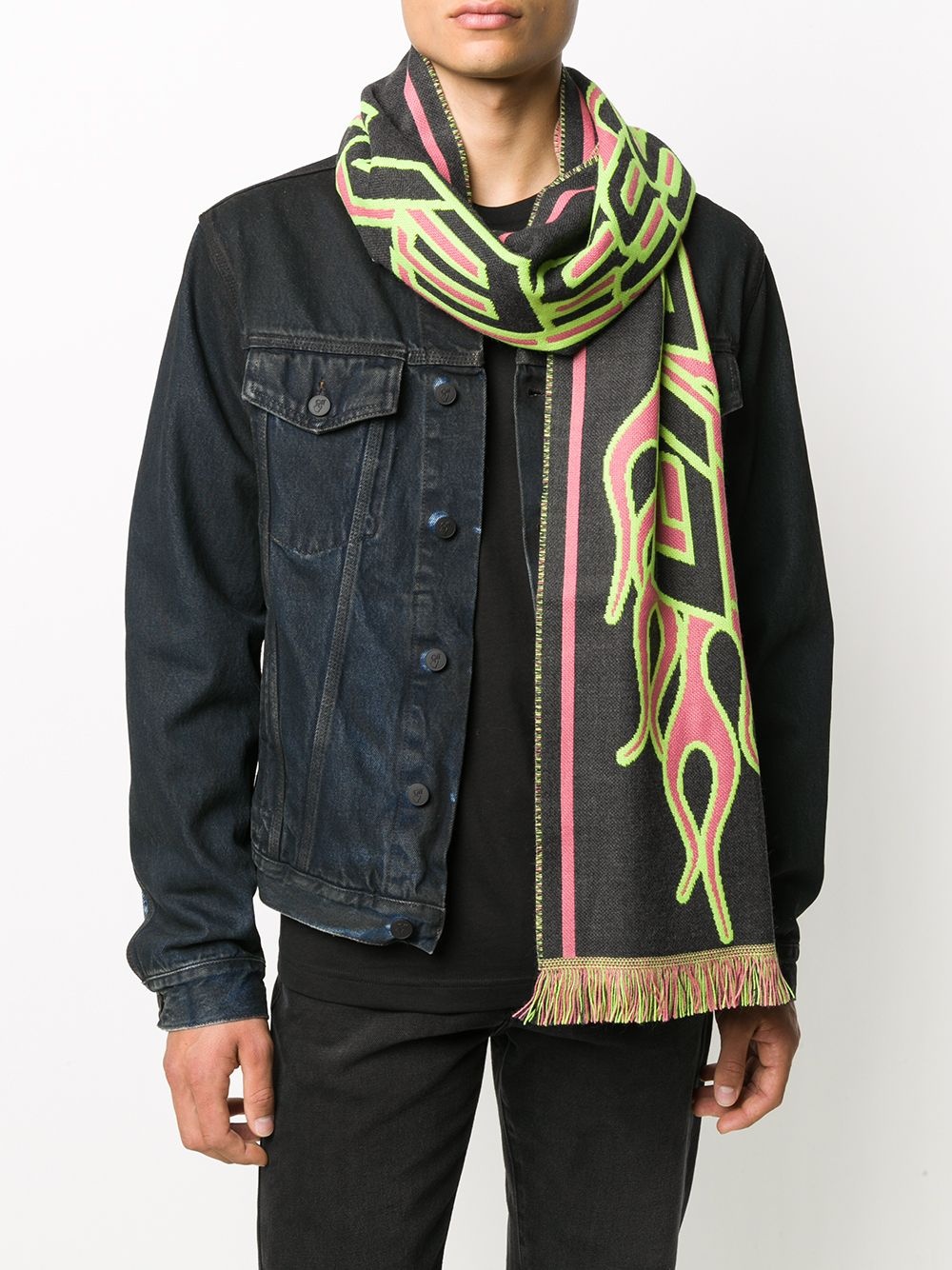 frayed logo scarf - 2