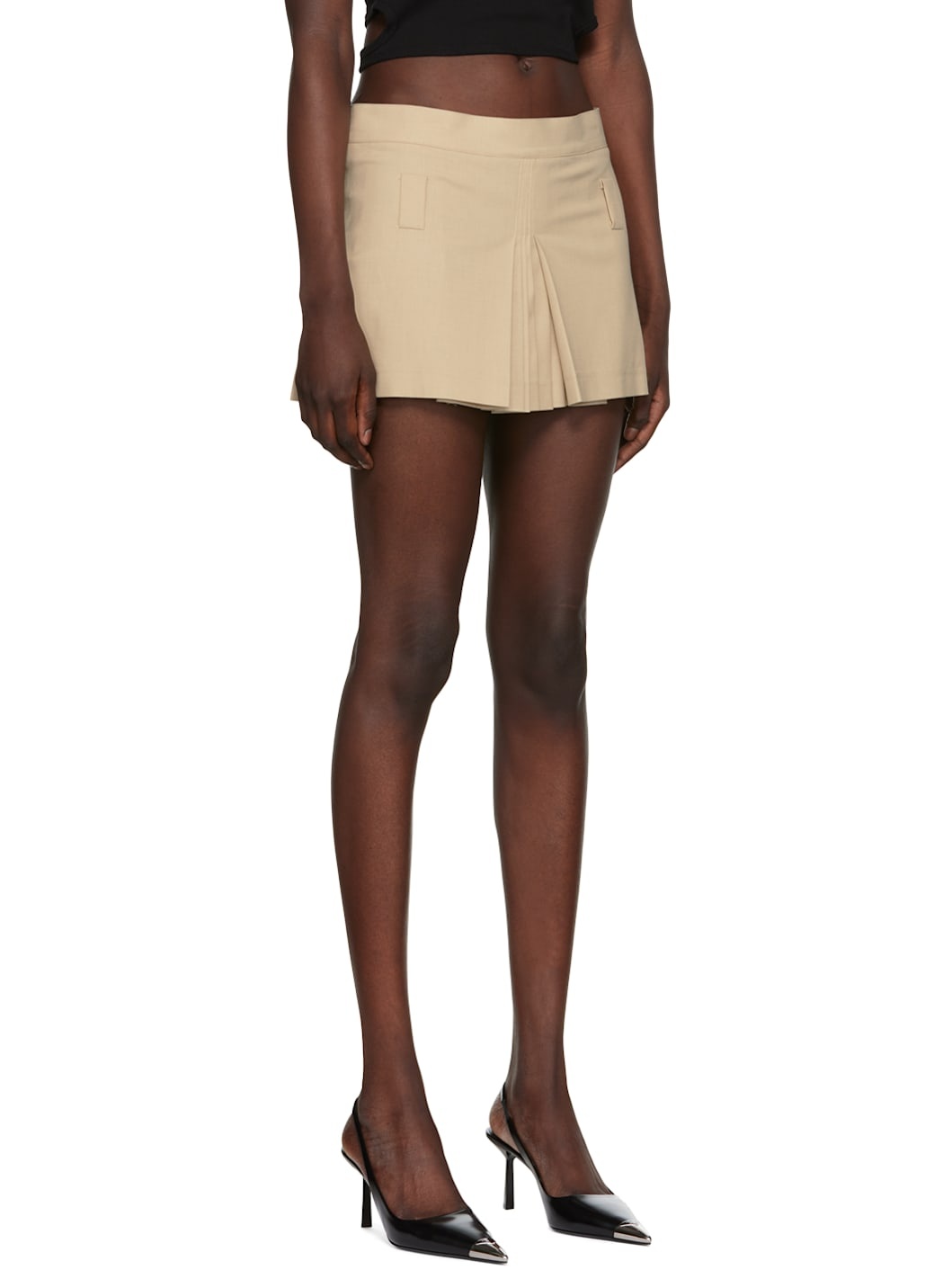Beige Pleated Miniskirt - 2