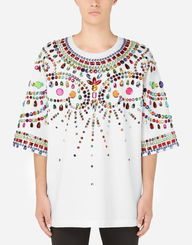 Dolce & Gabbana Technical fabric T-shirt with crystals outlook