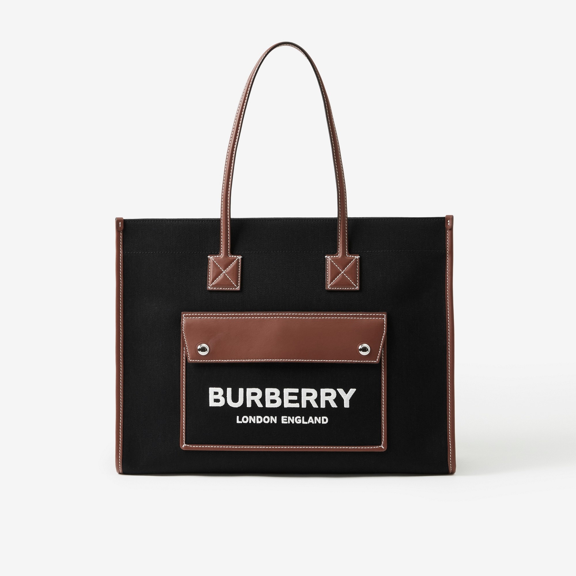 Medium Two-tone Canvas and Leather Freya Tote - 1