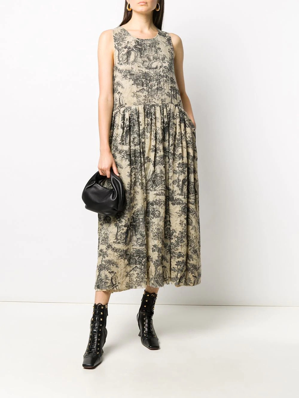 floral print sleeveless midi dress - 2