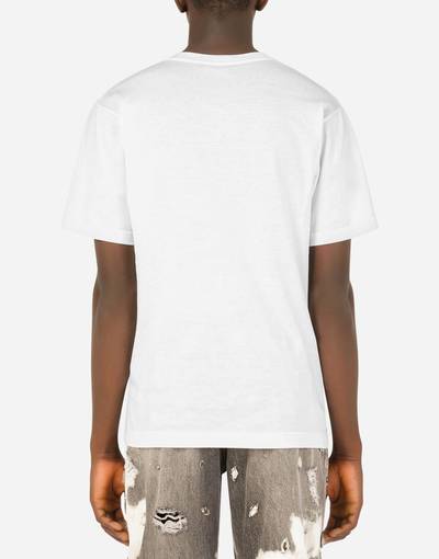 Dolce & Gabbana Cotton V-neck T-shirt with metal DG logo outlook