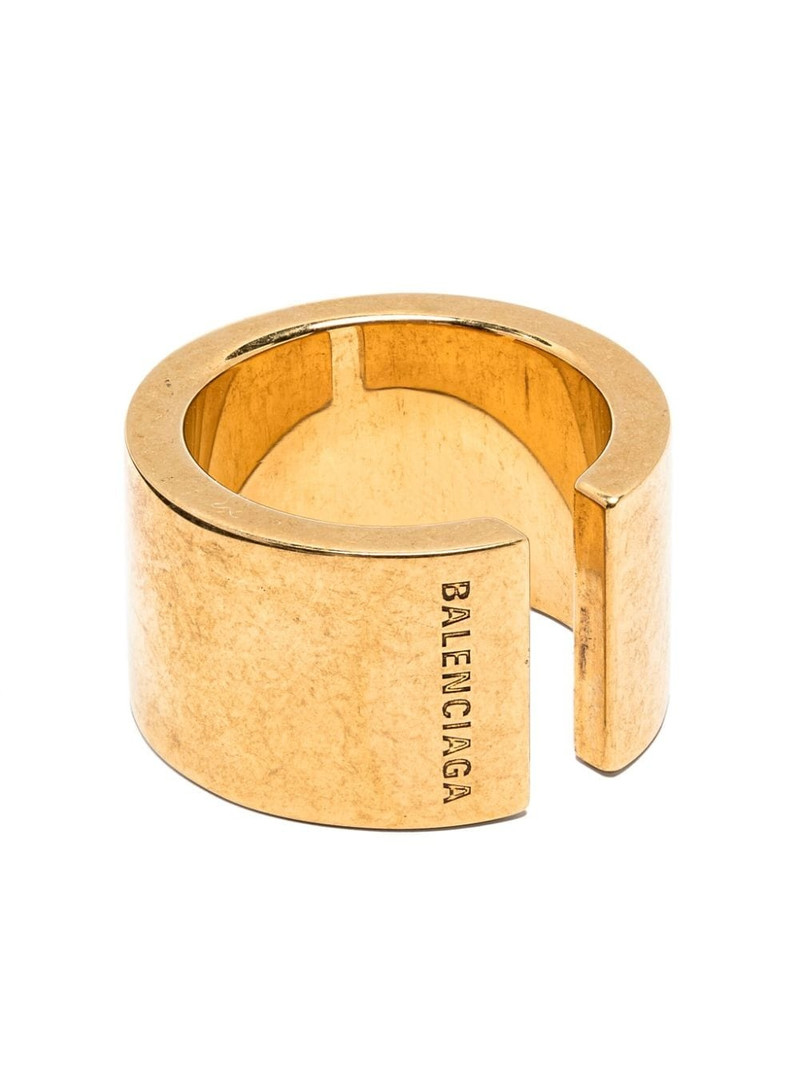 logo-engraved chunky-band ring 1