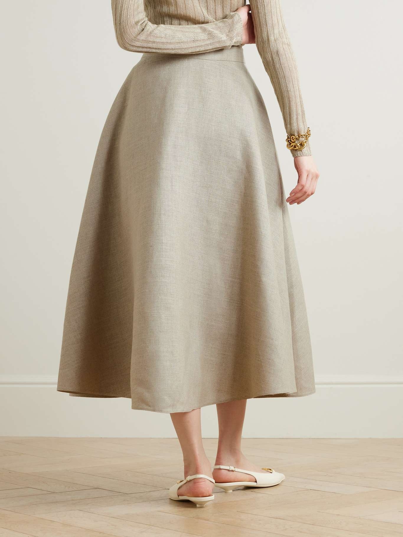 Embellished linen midi skirt - 3