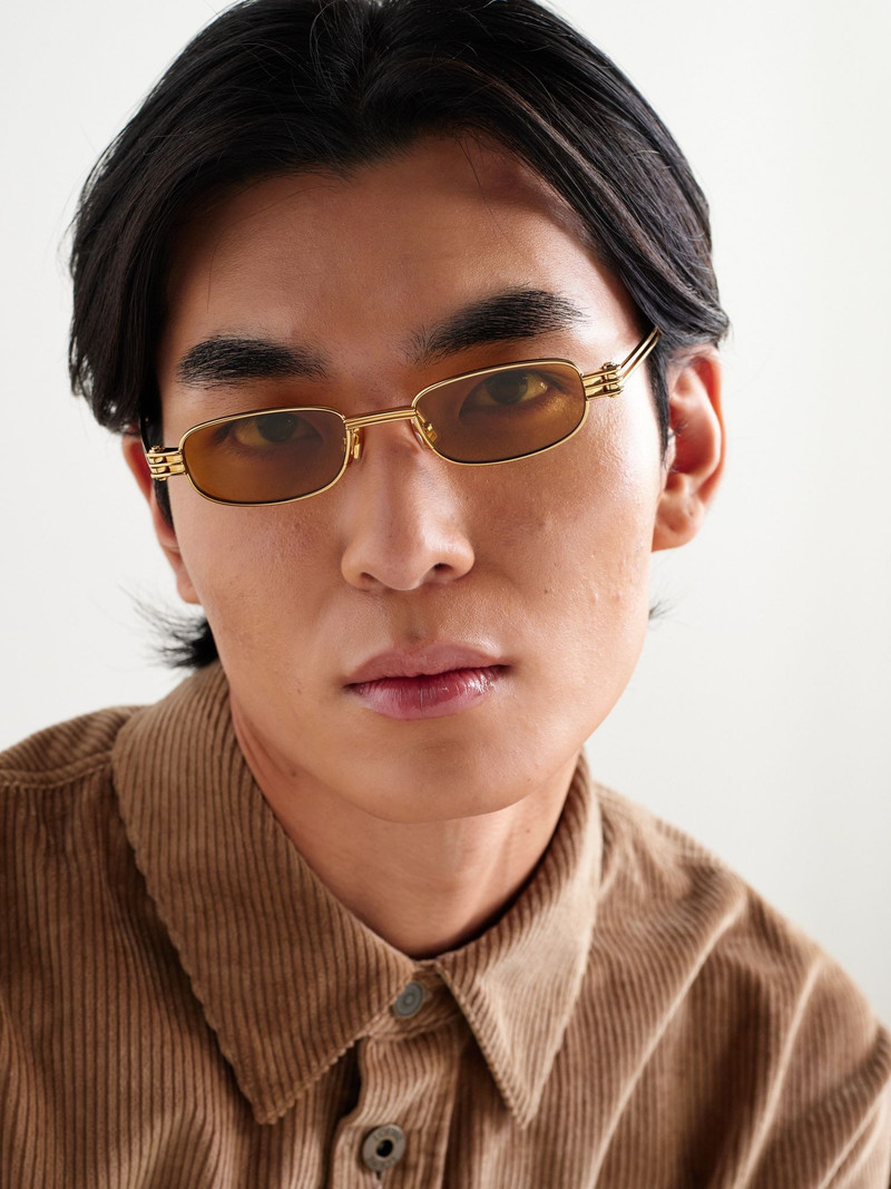 Bottega Veneta Rectangular-Frame Gold-Tone Sunglasses Gold outlook