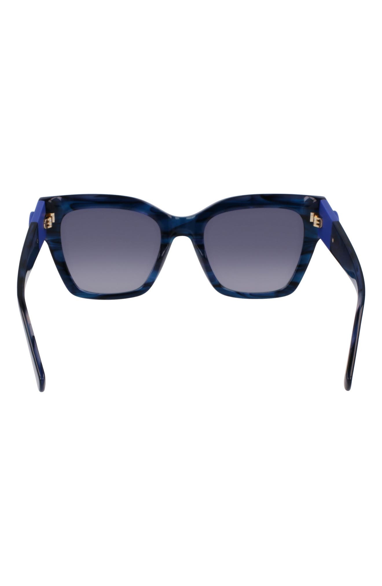 Longchamp Medallion 52mm Modified Rectangular Sunglasses in Striped Blue at Nordstrom - 4