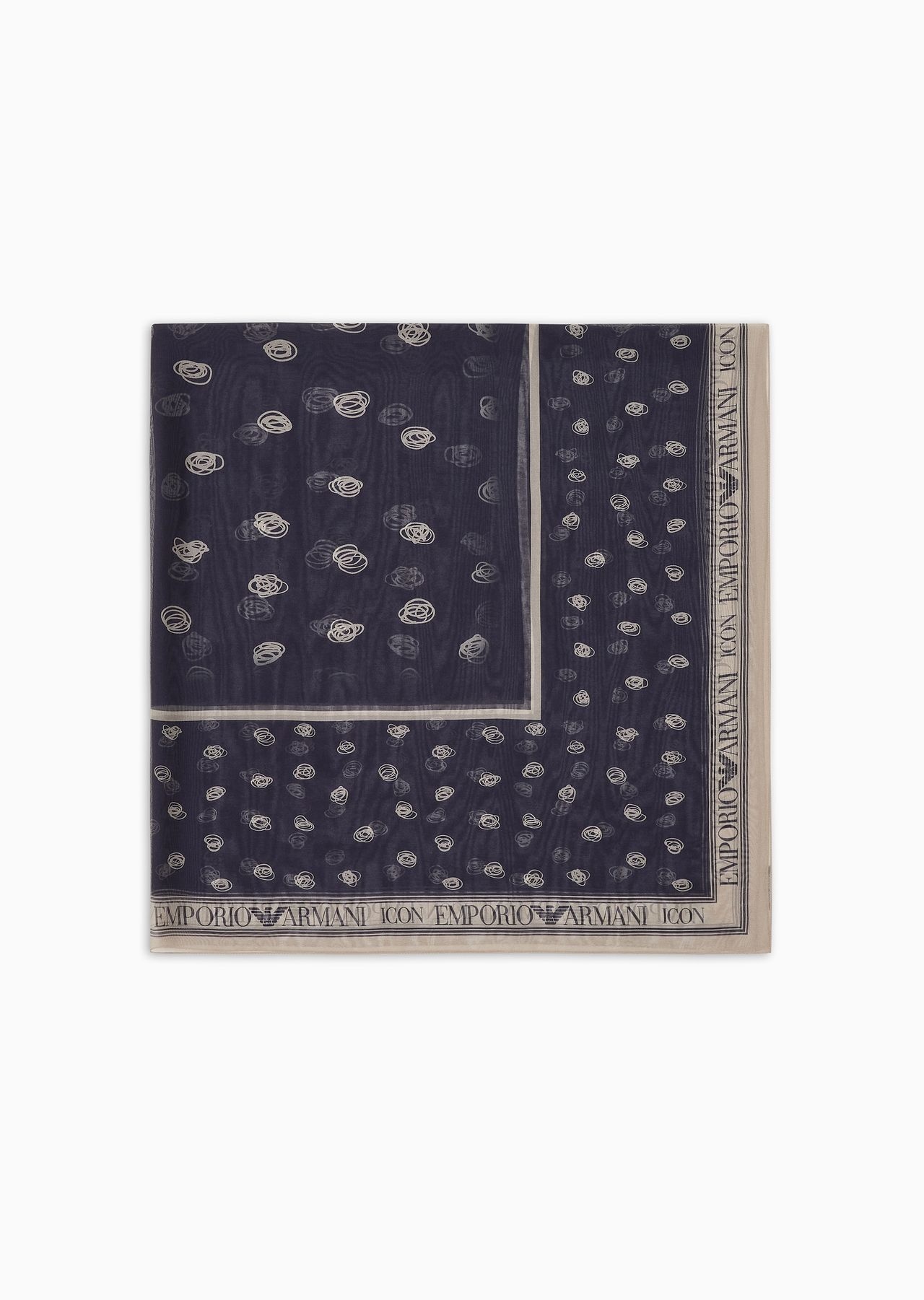Pure silk foulard with an Icon all-over abstract pattern - 1