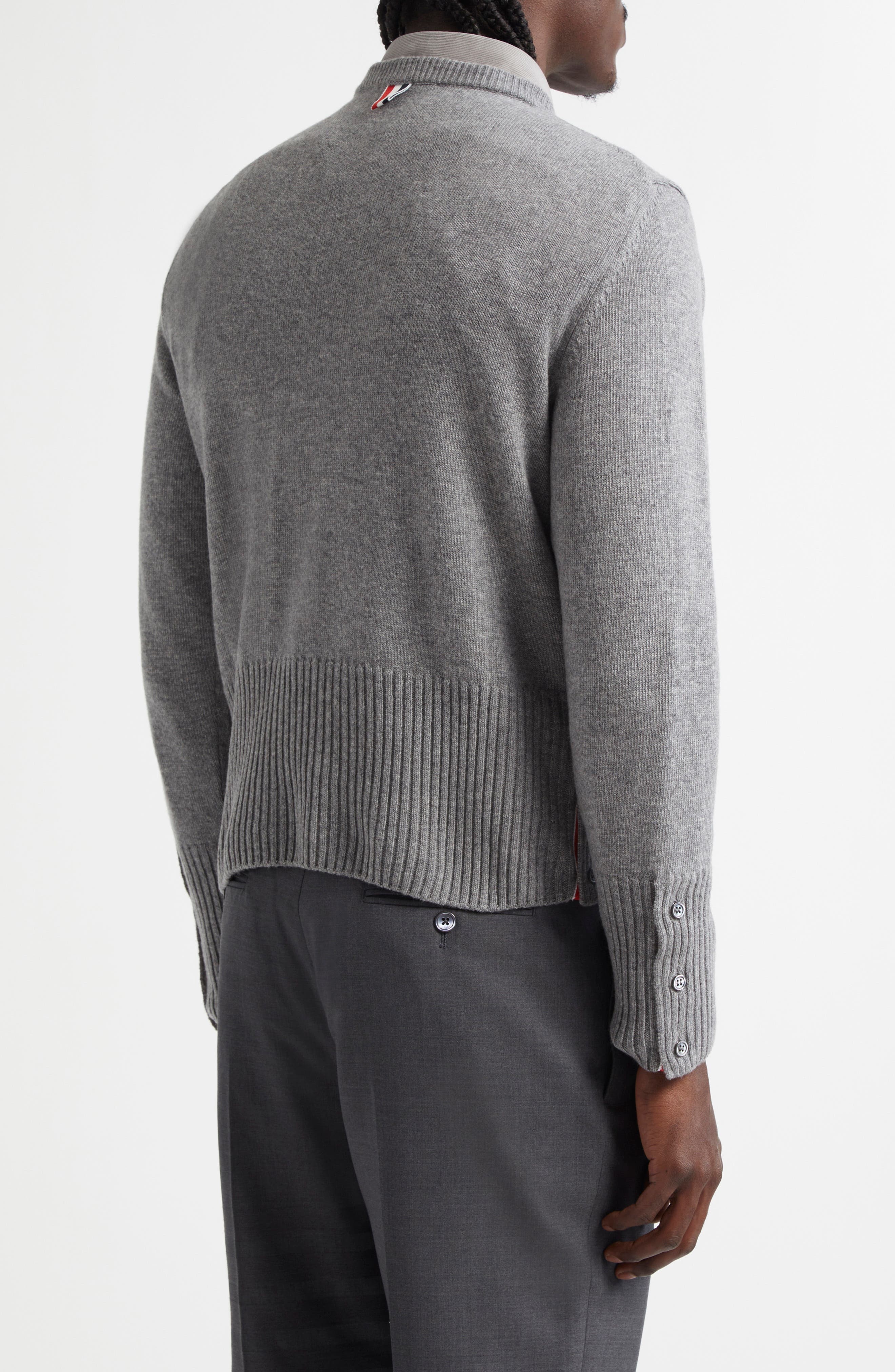 Thom Browne Holiday Scenery Virgin Merino Wool Crewneck Sweater in Light Grey at Nordstrom - 2