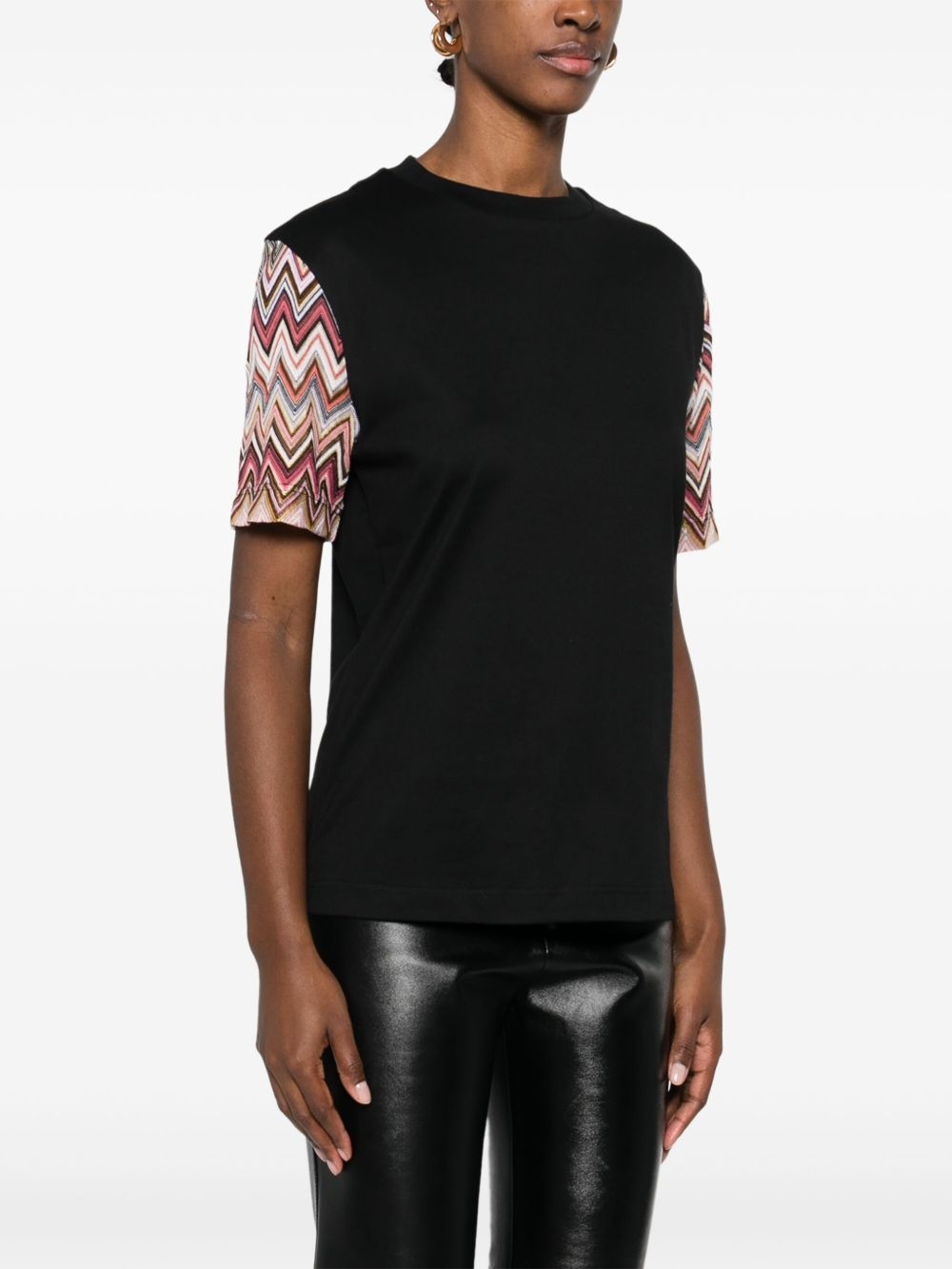 crew-neck zigzag-knit T-shirt - 3