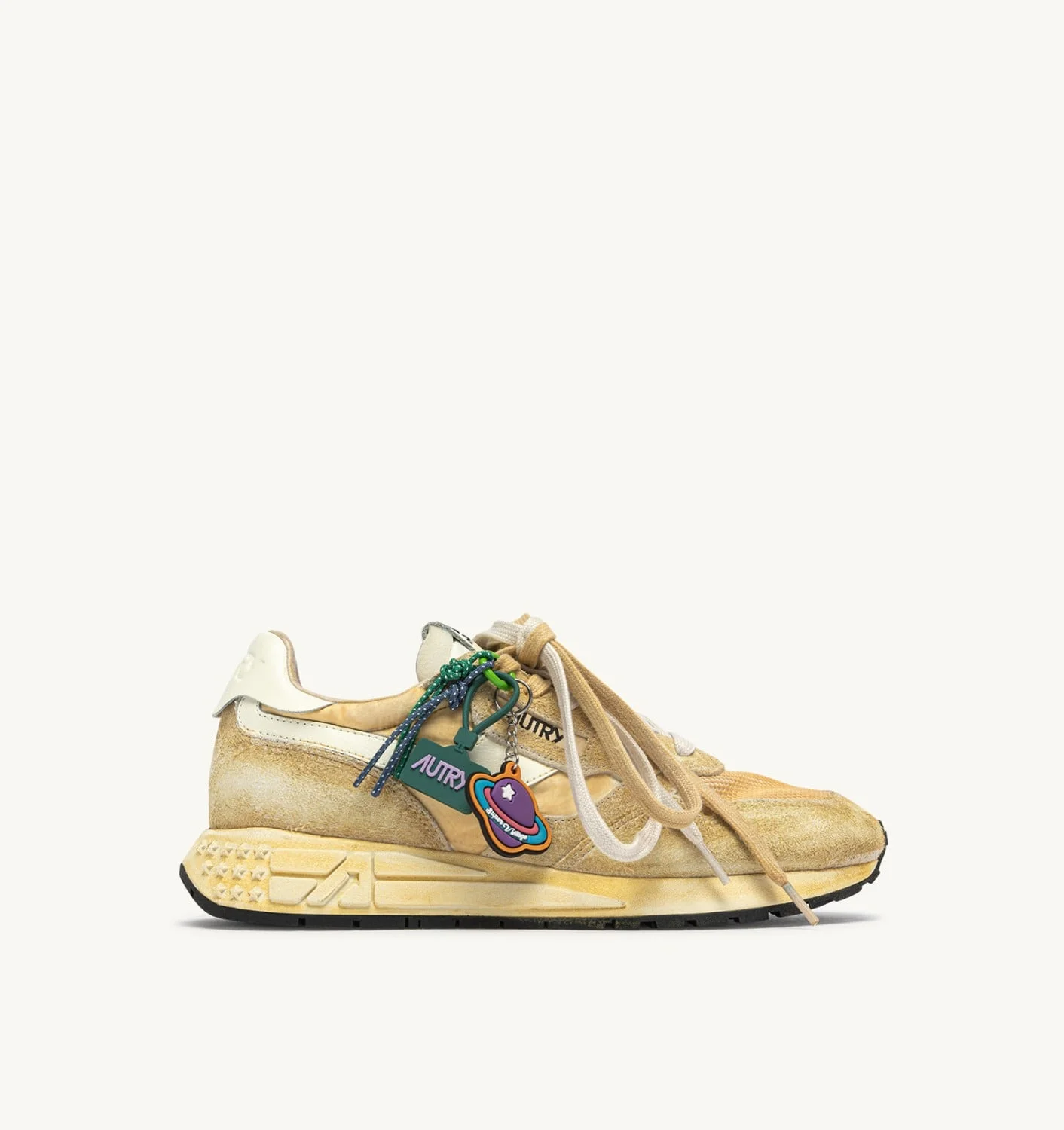 REELWIND SUPER VINTAGE SNEAKERS IN YOLK YELLOW AND WHITE SUEDE AND NYLON - 1