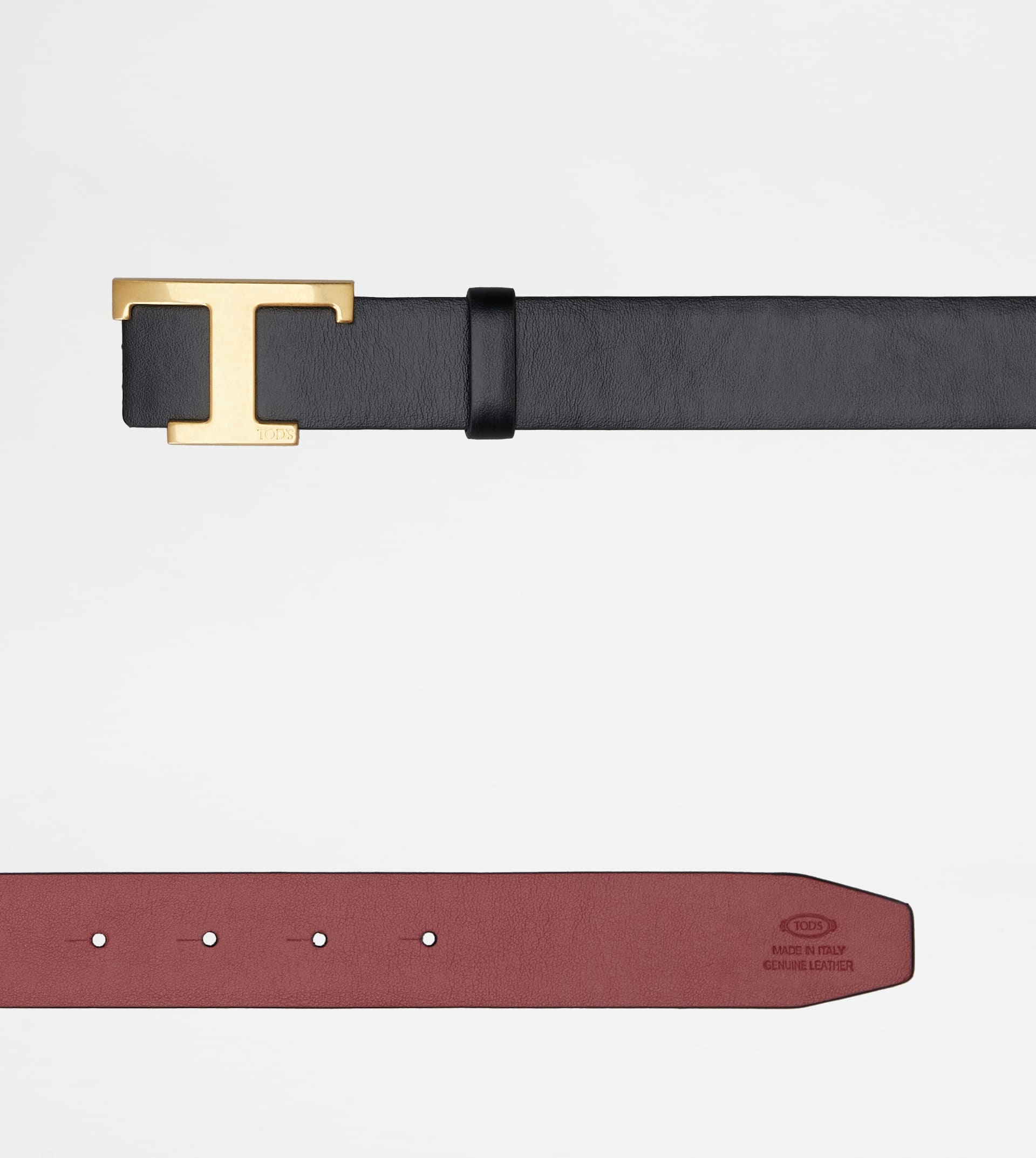 T TIMELESS REVERSIBLE BELT IN LEATHER - RED, BLACK - 3