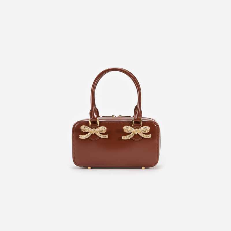 Brown Leather Mini Tote Bag 1