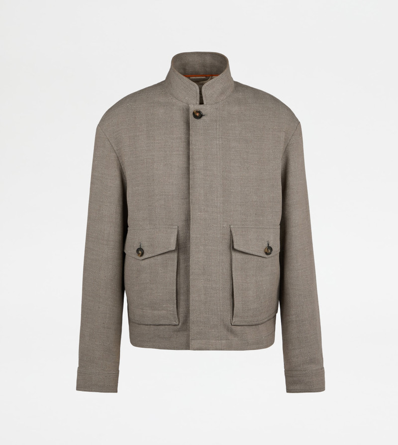LINEN BLEND JACKET - BEIGE 1