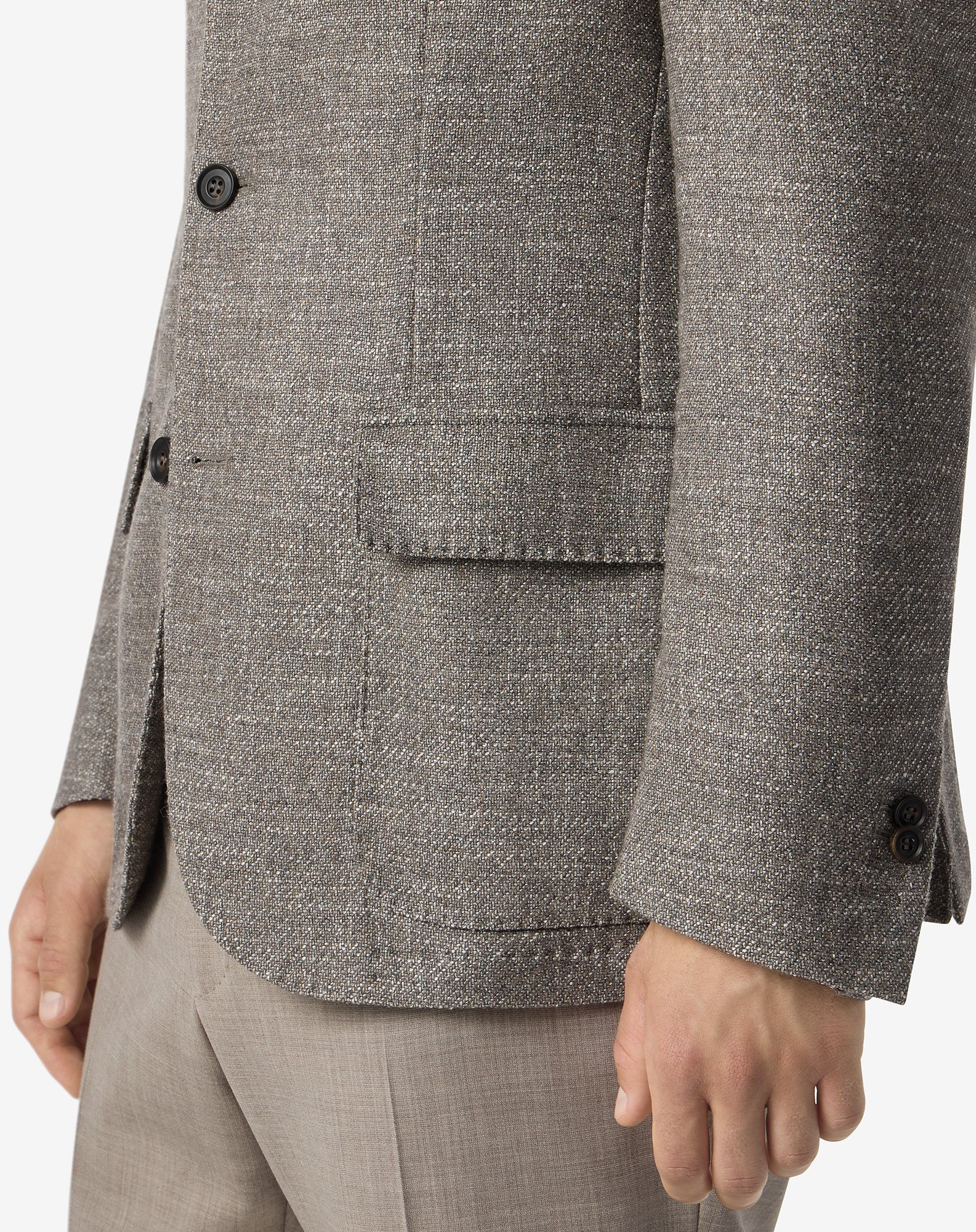 Beige wool, cashmere and stretch silk twill jacket - 5