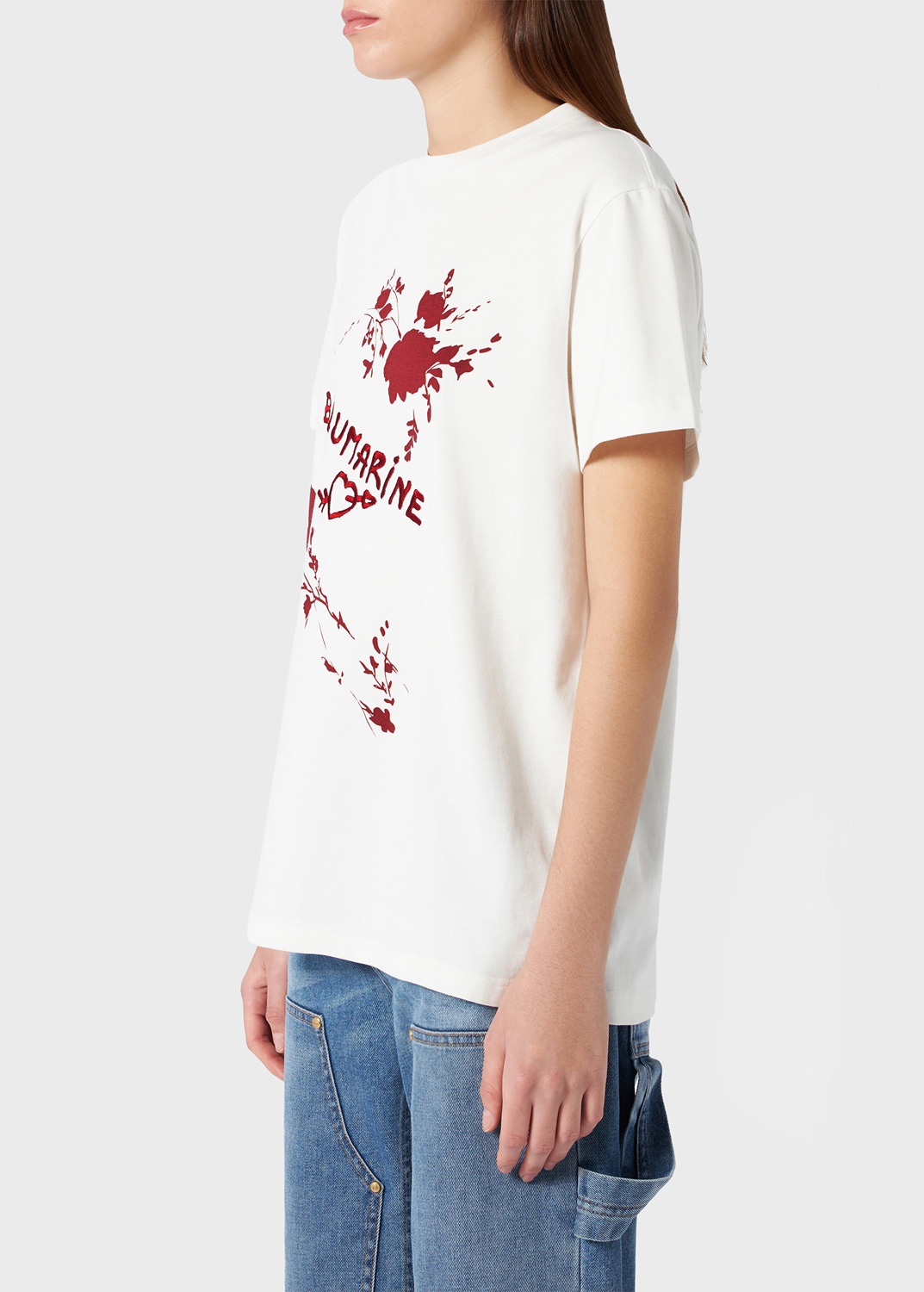 T-SHIRT WITH ROSE PRINT AND BLUMARINE LOGO - 5