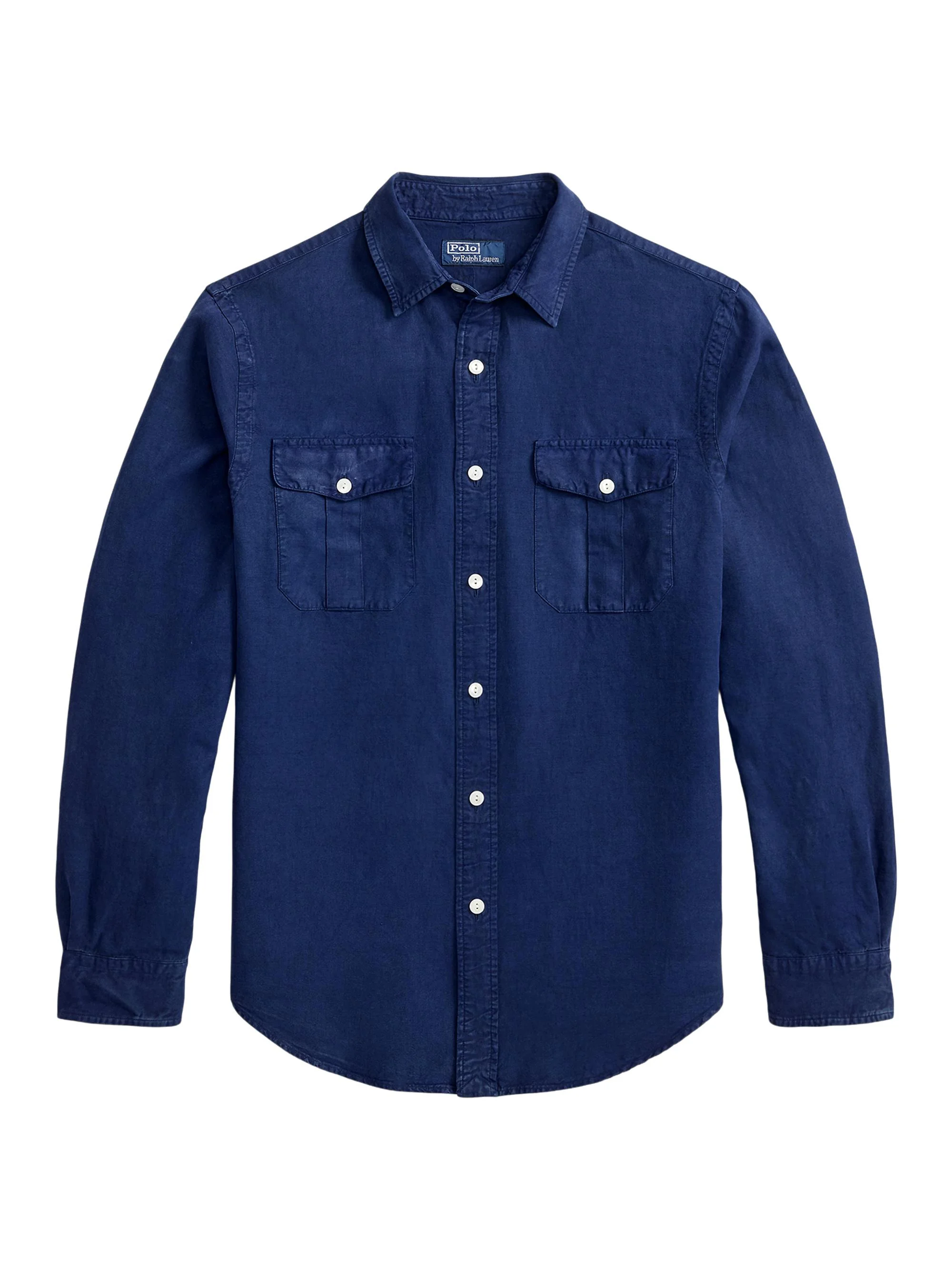 Men's Linen-Silk Canvas Utility Shirt - Indigo - 1