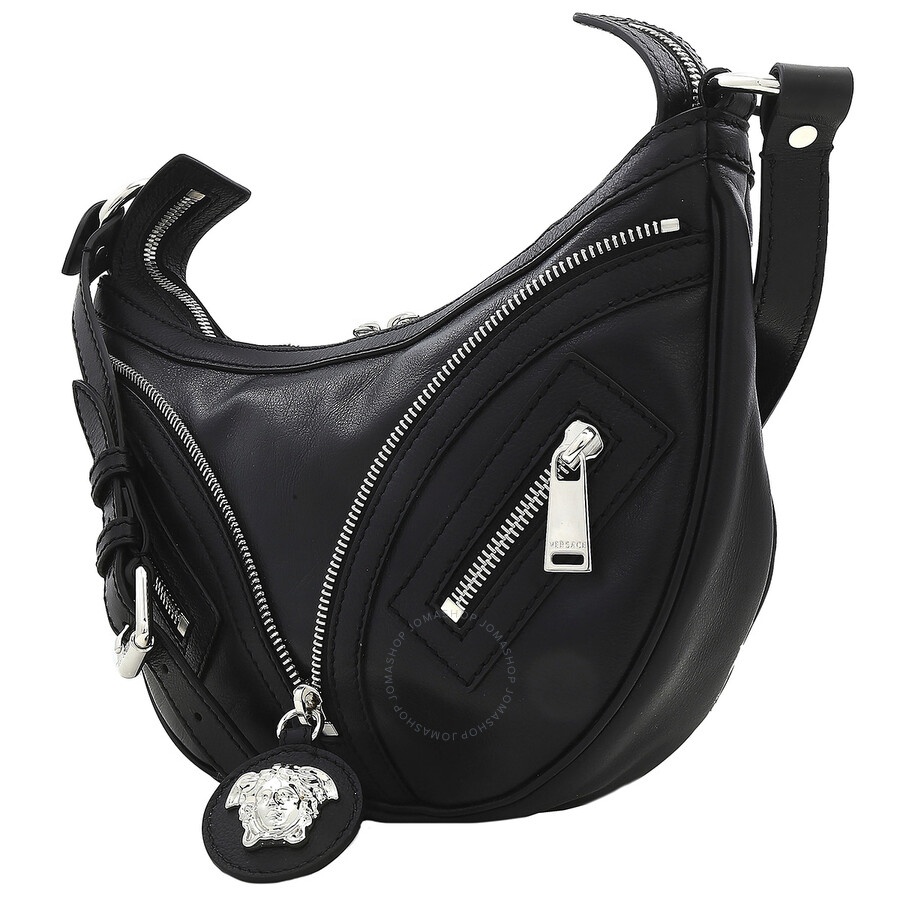 Versace Small Repeat Hobo Bag - Black - 5